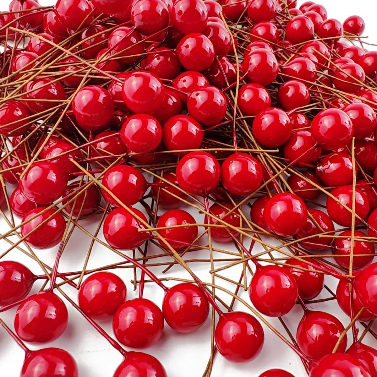 Berries de Acebo Artificiales GXXMEI 300PCS 10mm Rojo