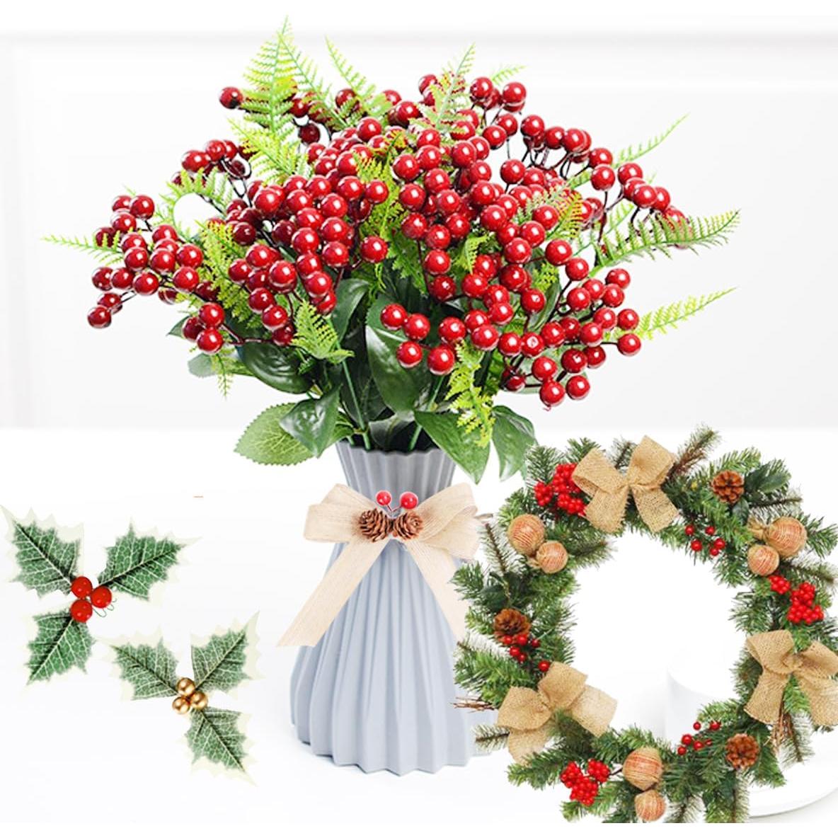 Berries de Acebo Artificiales GXXMEI 300PCS 10mm Rojo