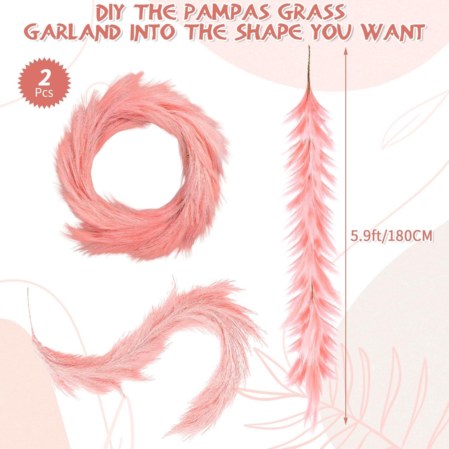Guirnalda de Hierba Pampas Artificial Giegxin 2 Pcs 180 cm Rosa
