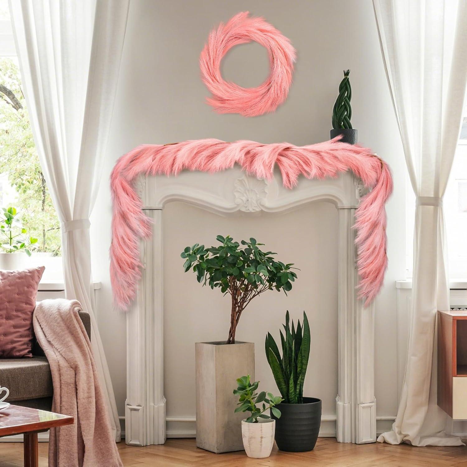 Guirnalda de Hierba Pampas Artificial Giegxin 2 Pcs 180 cm Rosa