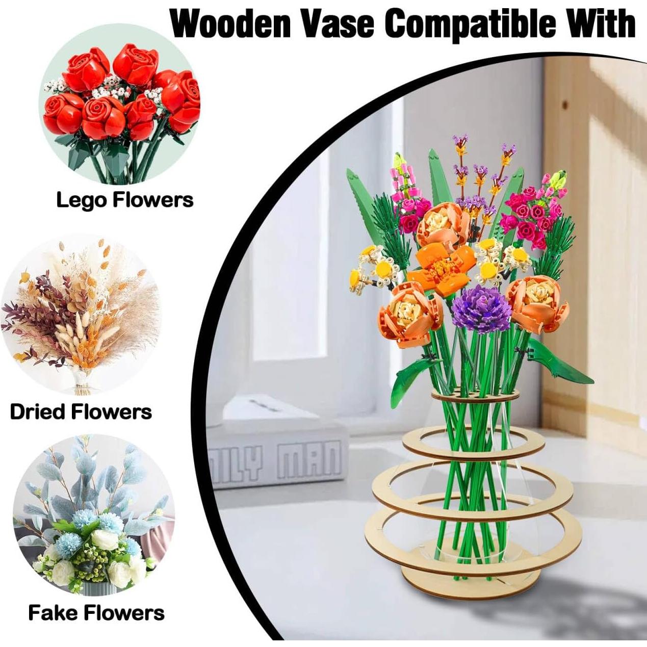 Jarrón de Madera Flotante WJCJTJL para Flores de Lego