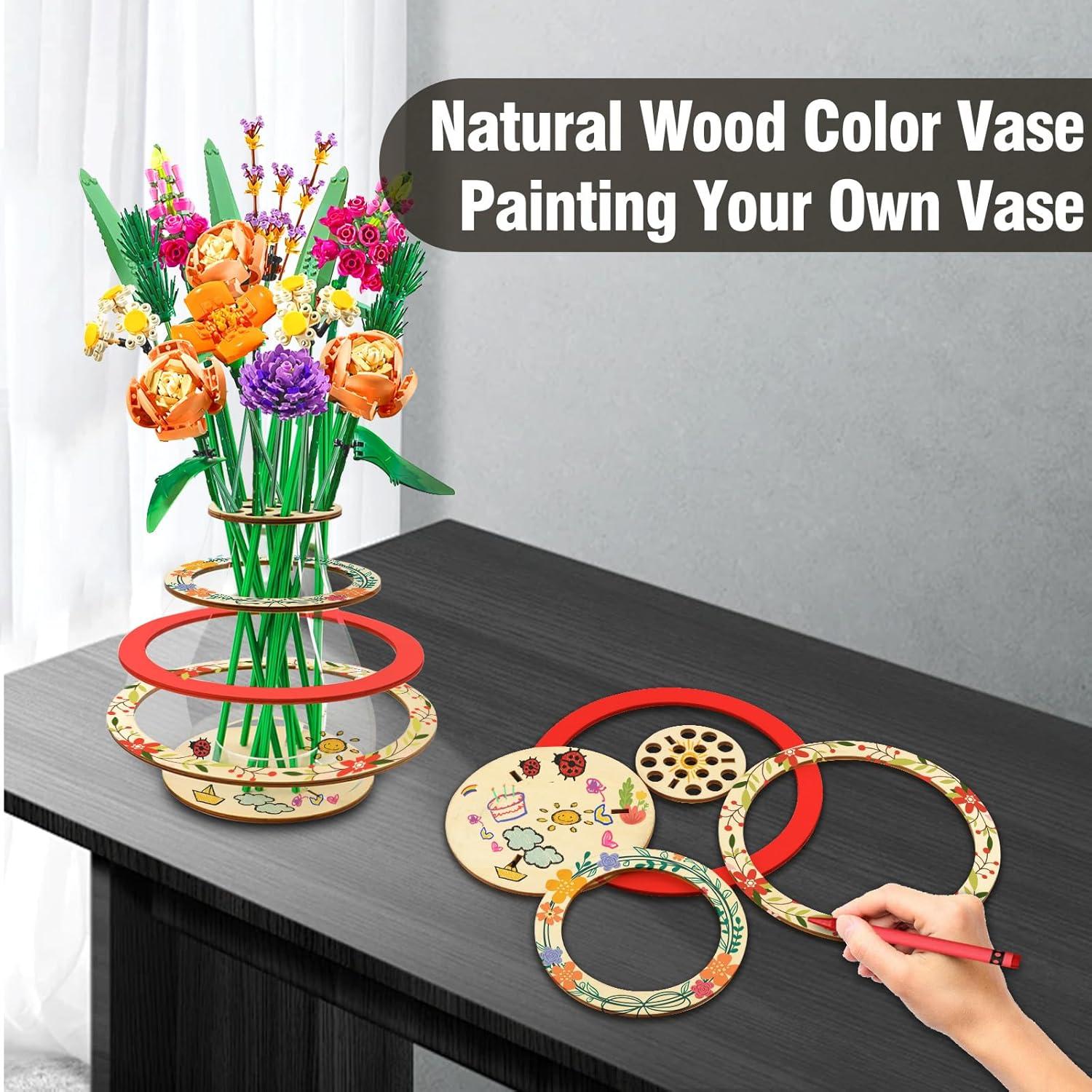 Jarrón de Madera Flotante WJCJTJL para Flores de Lego