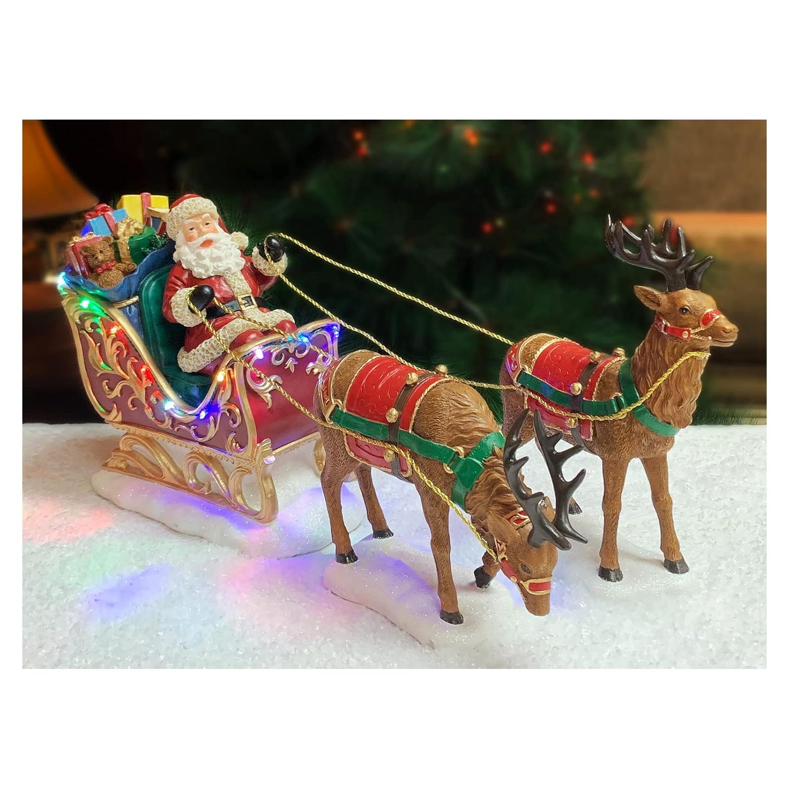 Decoración Navideña Santa en Trineo con Renos LED MOMENTOS EN EL TIEMPO