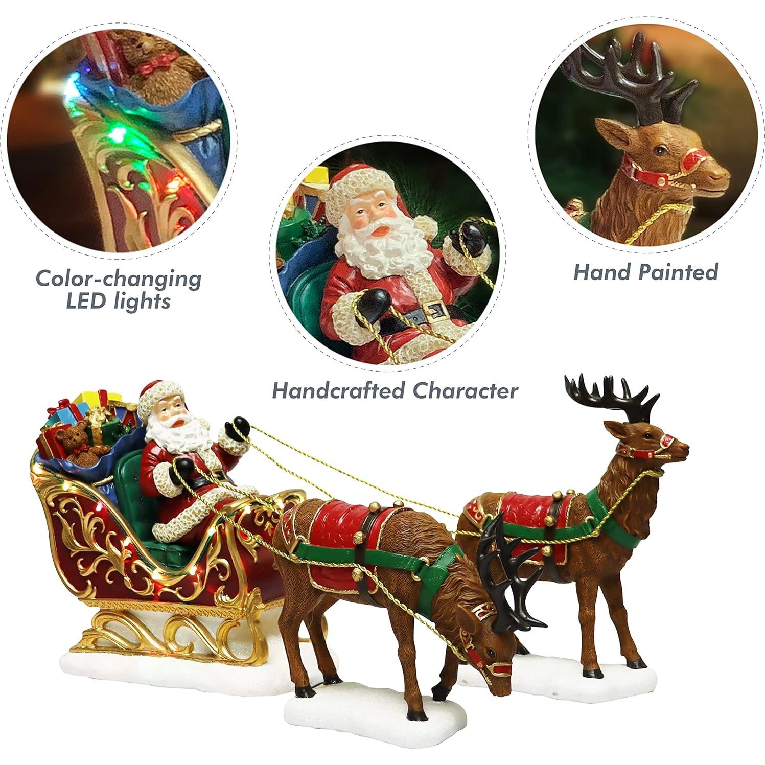 Decoración Navideña Santa en Trineo con Renos LED MOMENTOS EN EL TIEMPO