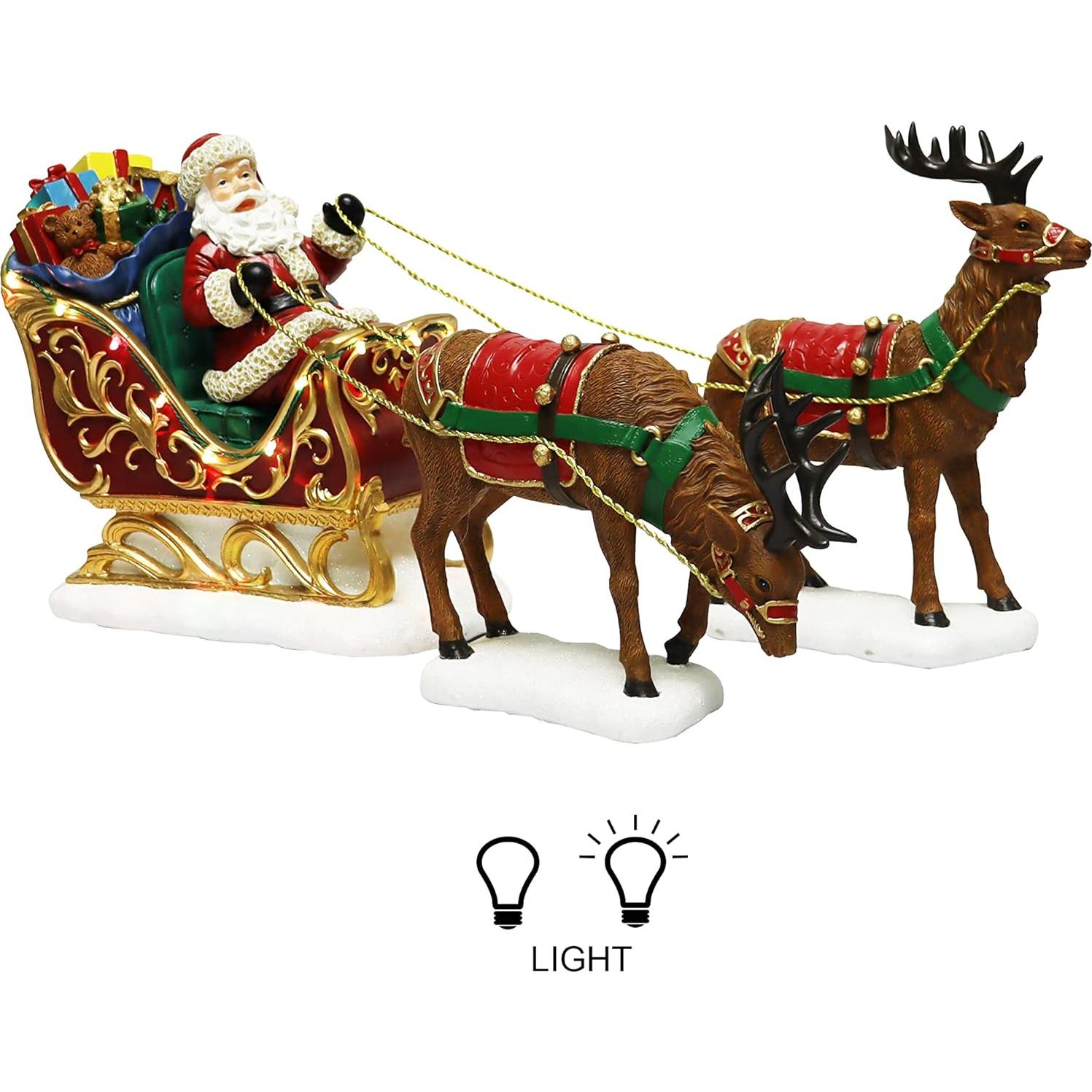 Decoración Navideña Santa en Trineo con Renos LED MOMENTOS EN EL TIEMPO