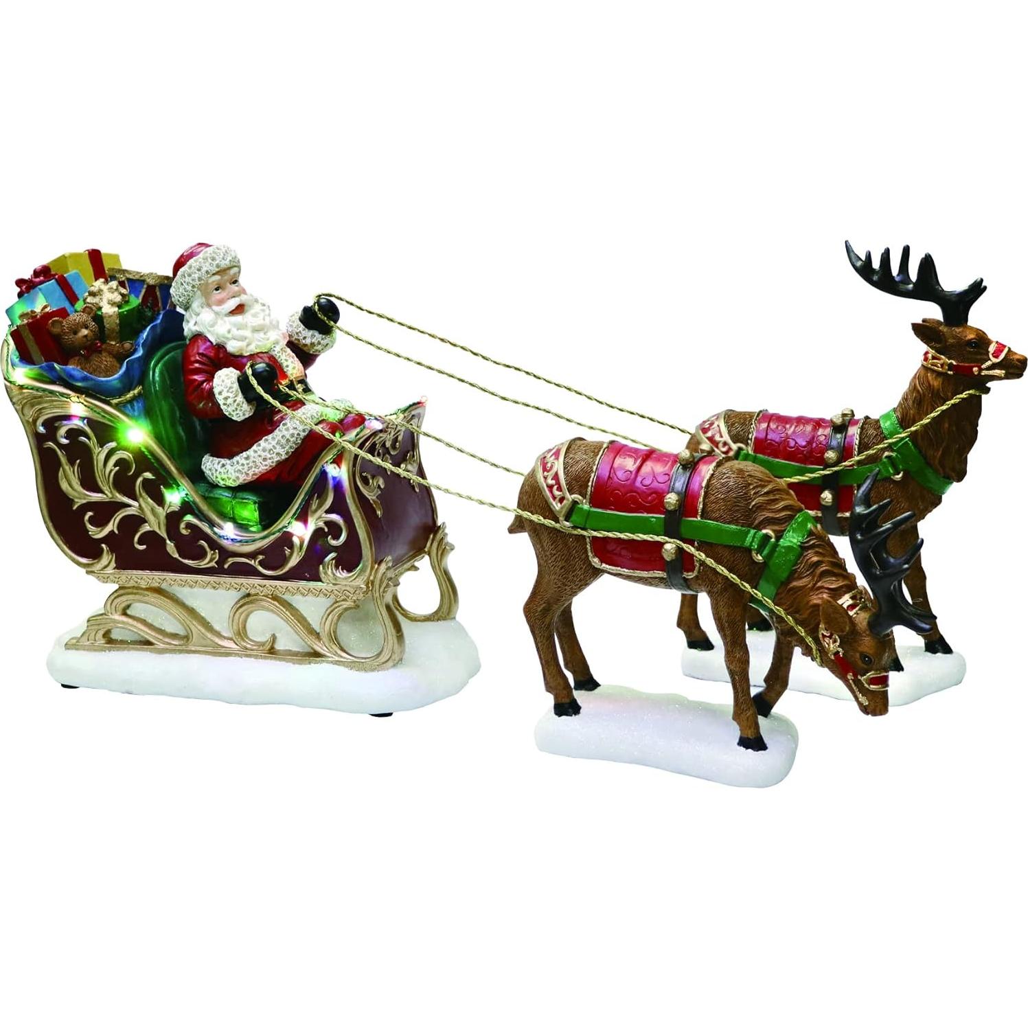 Decoración Navideña Santa en Trineo con Renos LED MOMENTOS EN EL TIEMPO