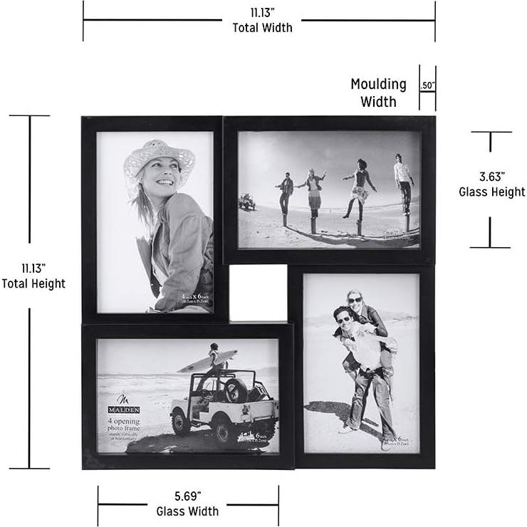 Marco de Collage Malden 4 Aperturas Negro 28.3x28.3 cm