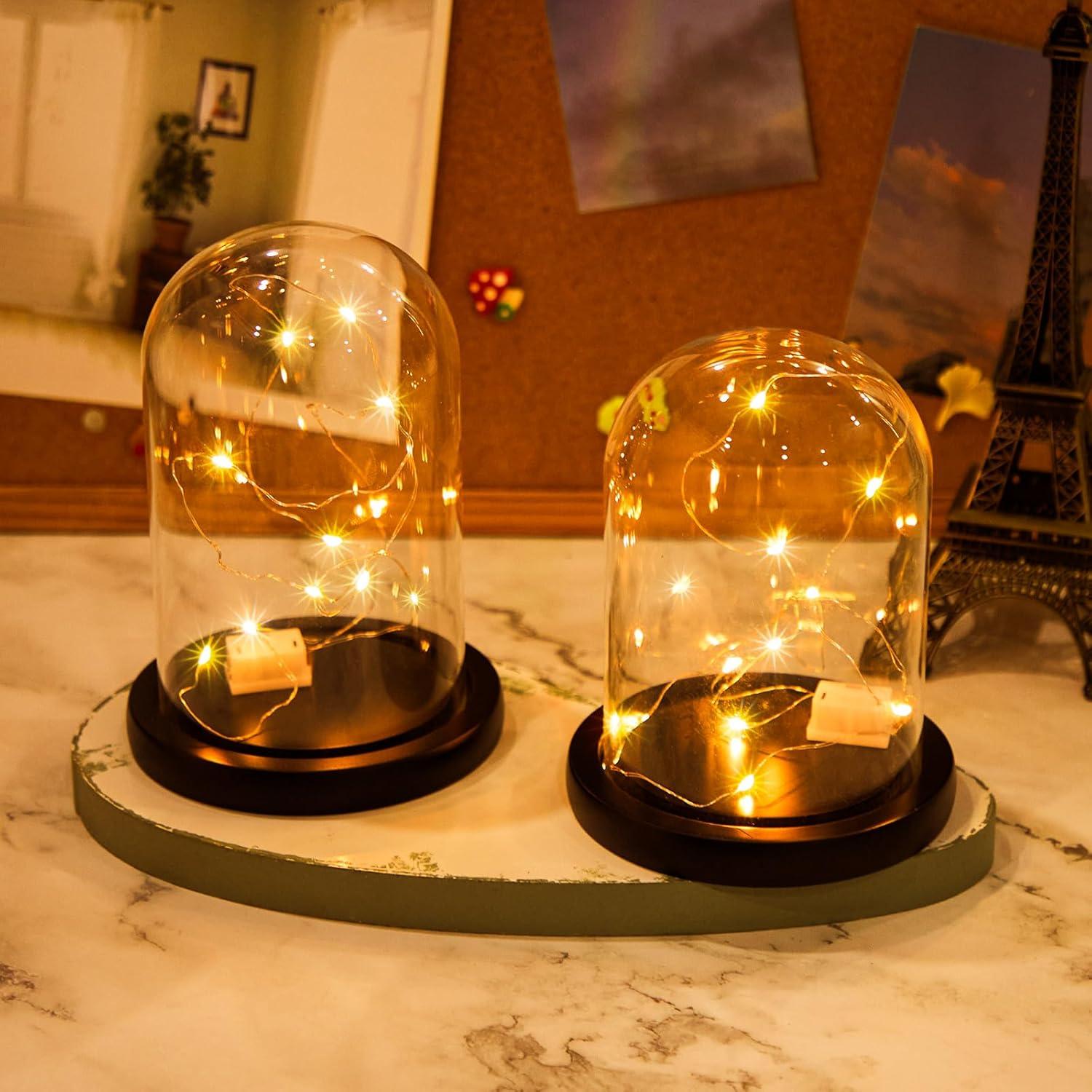 Cúpulas de Vidrio con Base de Madera Suclain - 4 Piezas