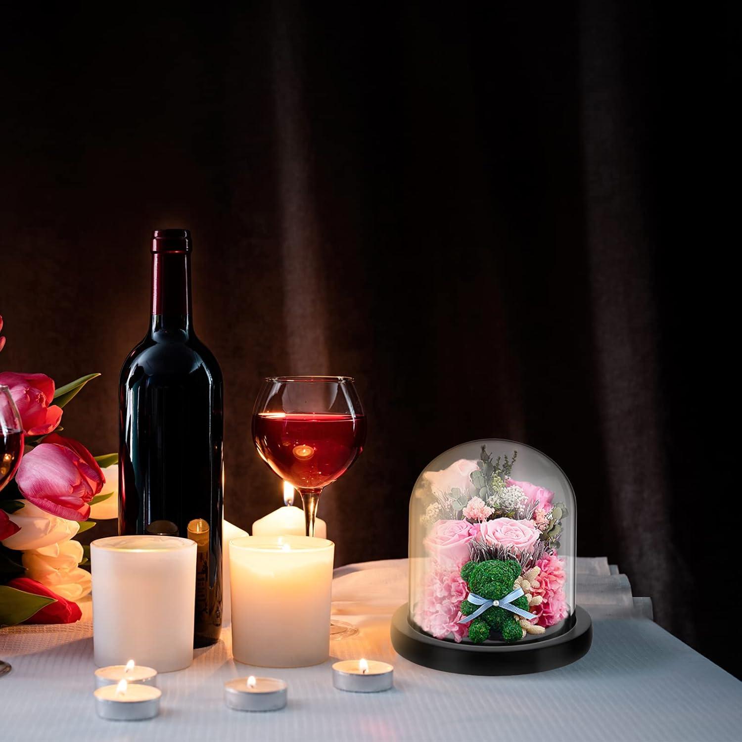 Cúpulas de Vidrio con Base de Madera Suclain - 4 Piezas