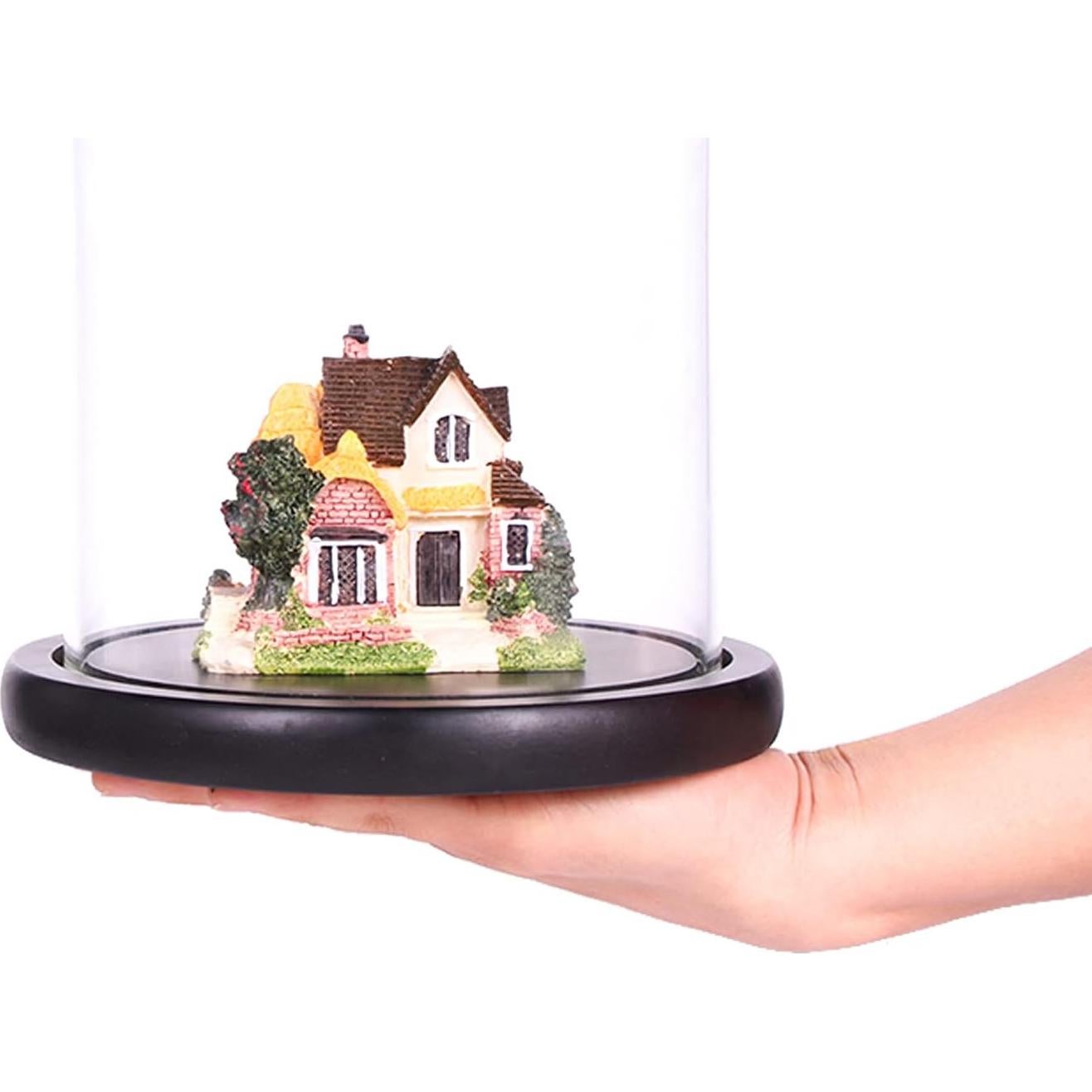 Juego de 2 Campanas de Vidrio ZOOFOX con Base de Madera Negra