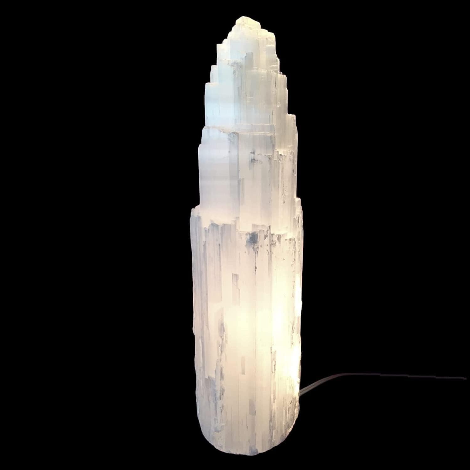 Lámpara de Torre de Selenita Natural XL 40.64 cm Luz Blanca LED