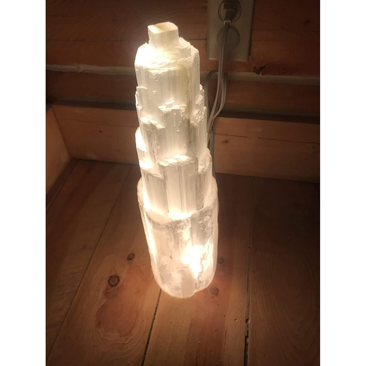 Lámpara de Torre de Selenita Natural XL 40.64 cm Luz Blanca LED