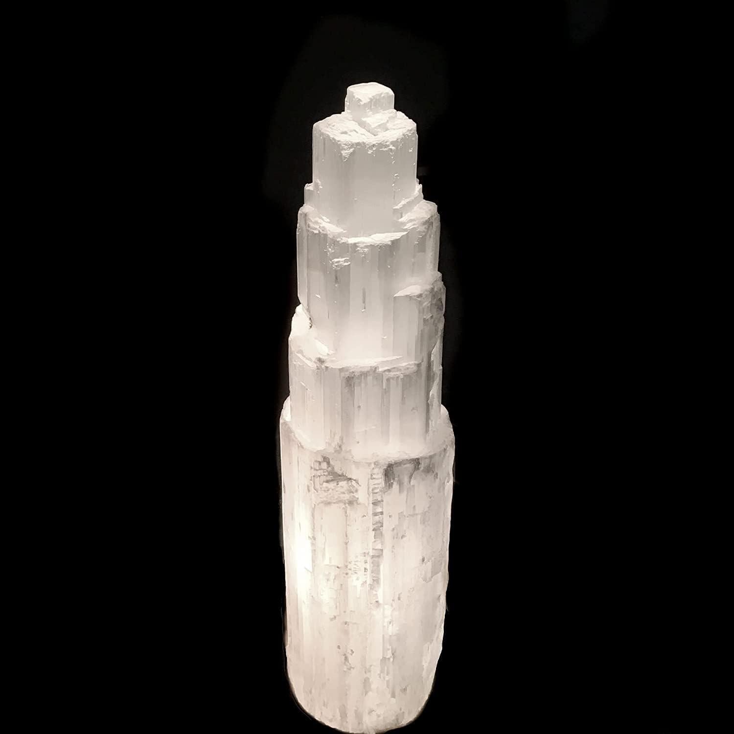 Lámpara de Torre de Selenita Natural XL 40.64 cm Luz Blanca LED
