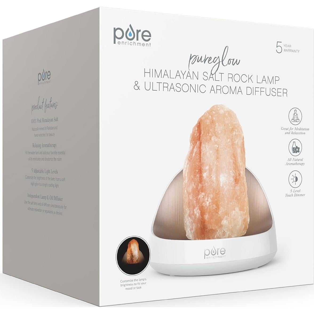 Lámpara de Sal del Himalaya 2 en 1 Pure Enrichment PESLTDF