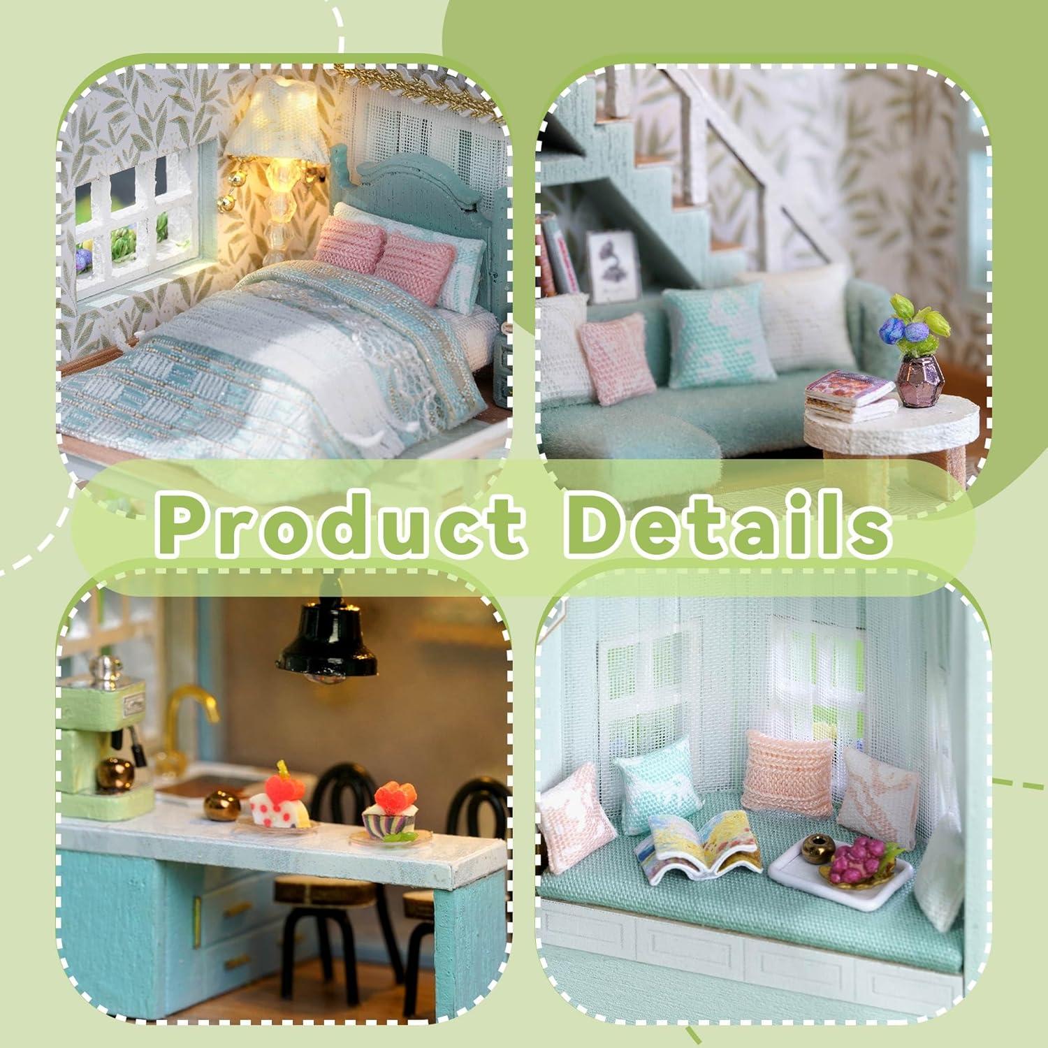 Casa de Muñecas Flever Miniatura DIY con Muebles 8,38x6,10cm