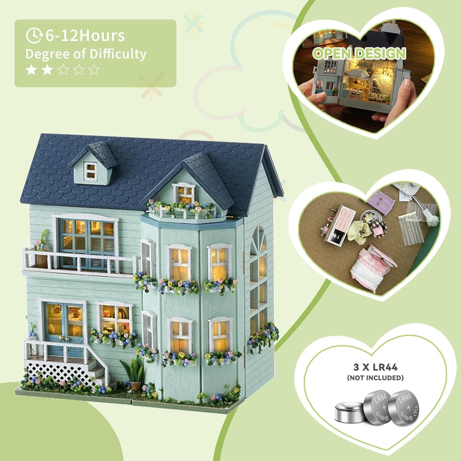 Casa de Muñecas Flever Miniatura DIY con Muebles 8,38x6,10cm