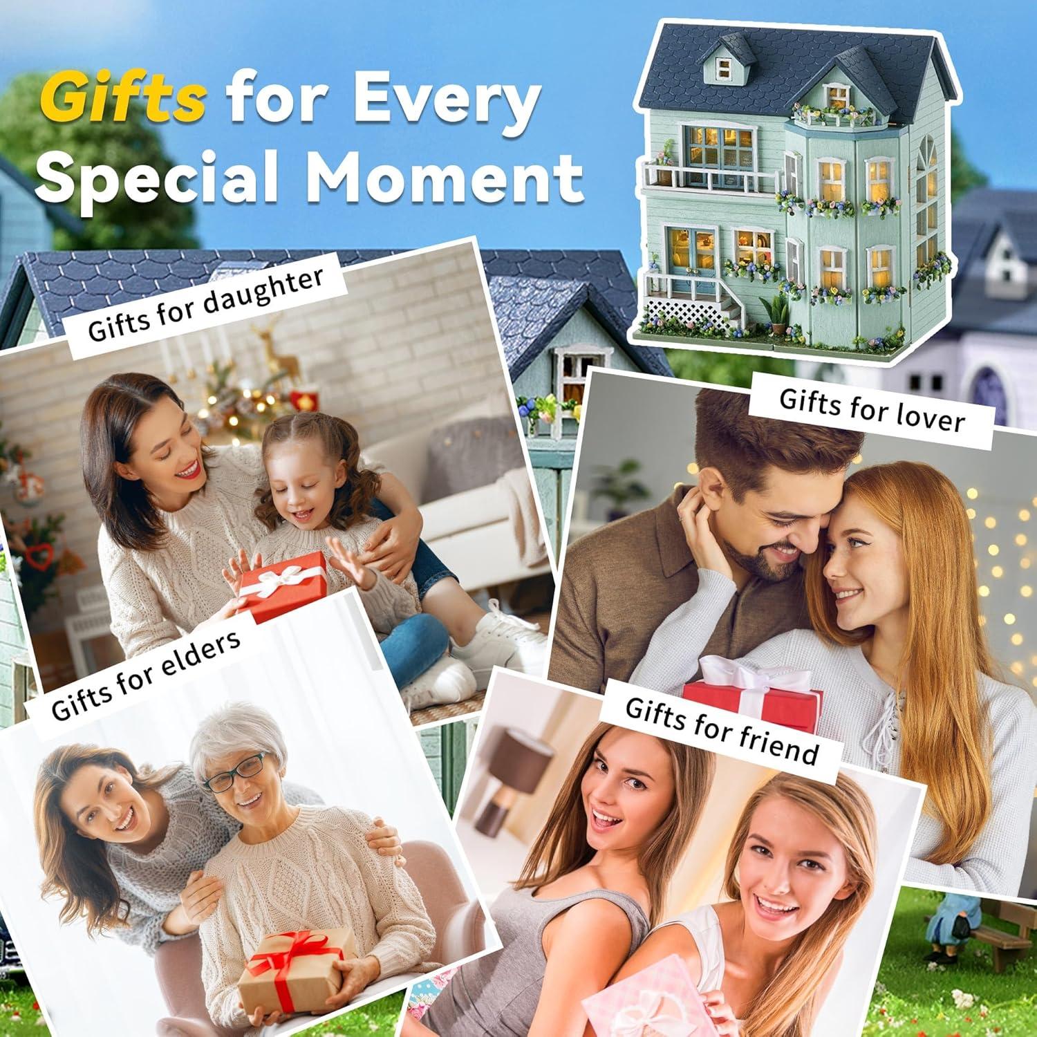 Casa de Muñecas Flever Miniatura DIY con Muebles 8,38x6,10cm