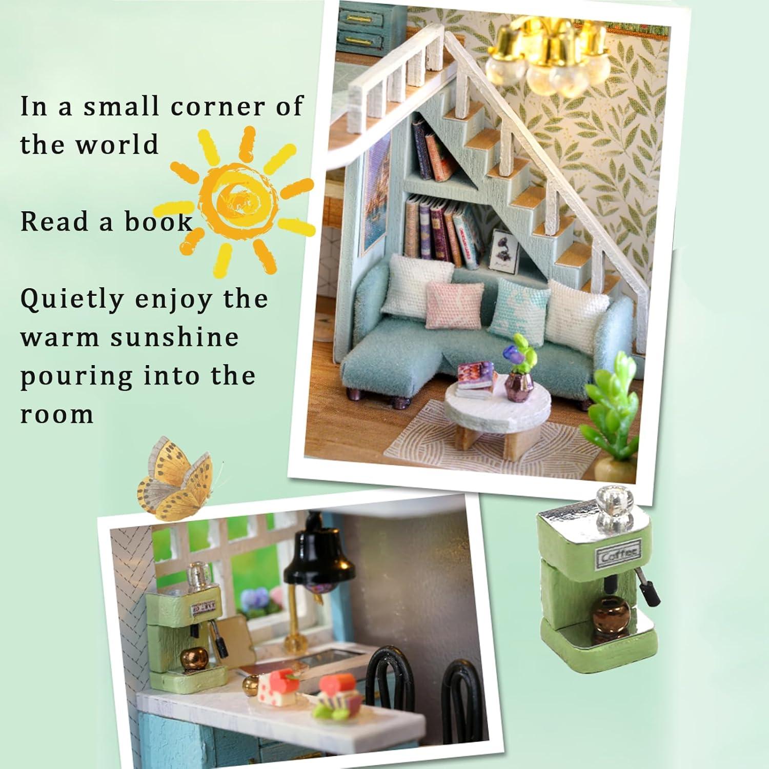 Casa de Muñecas Flever Miniatura DIY con Muebles 8,38x6,10cm