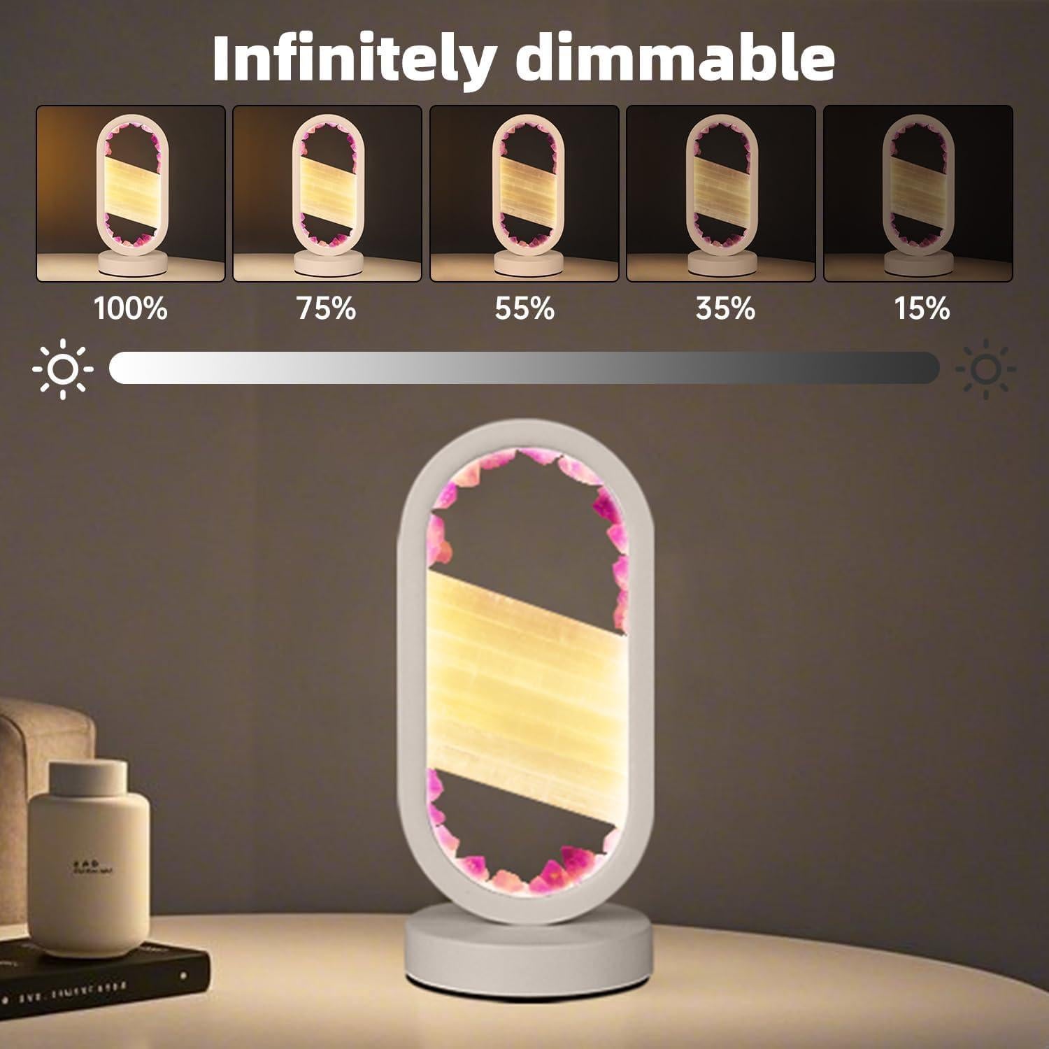 Lámpara de Mesa de Noche GC QUILL de Cristales Amatista y Selenita