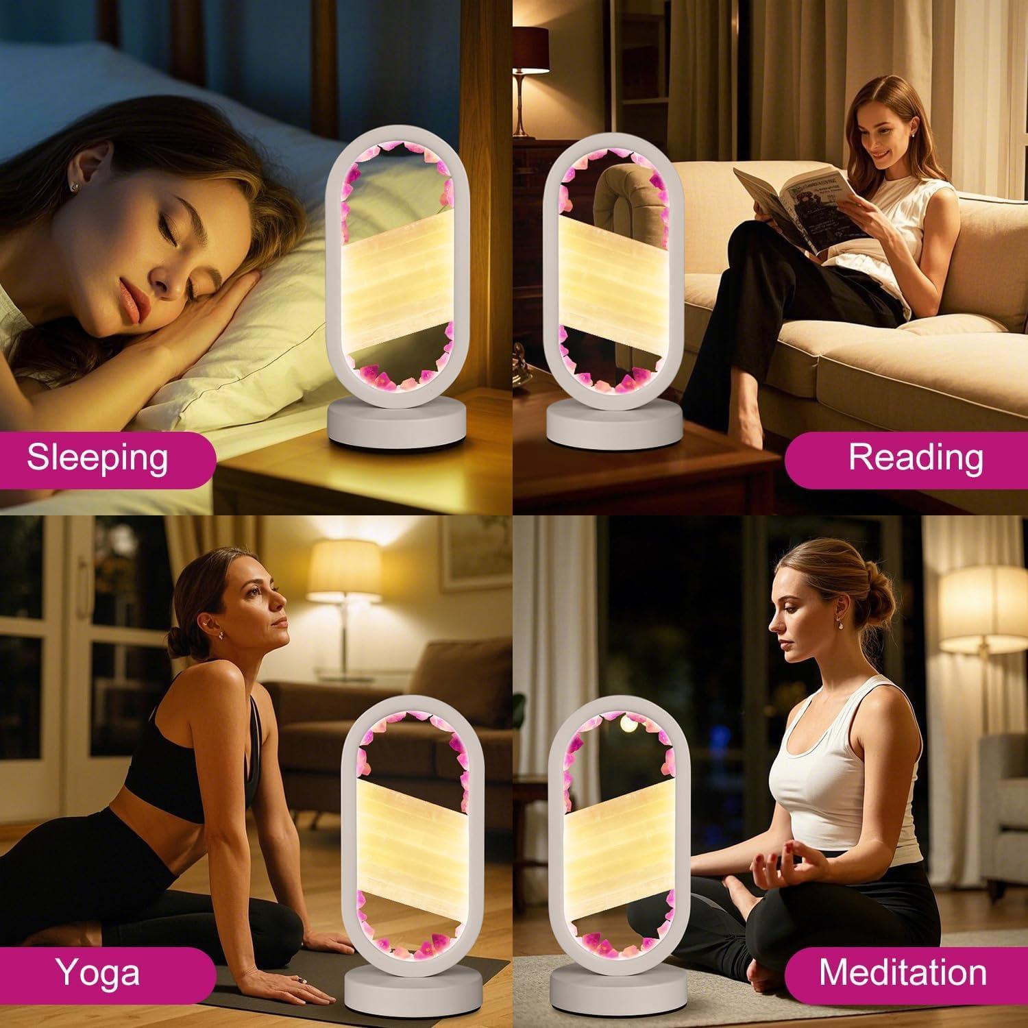 Lámpara de Mesa de Noche GC QUILL de Cristales Amatista y Selenita