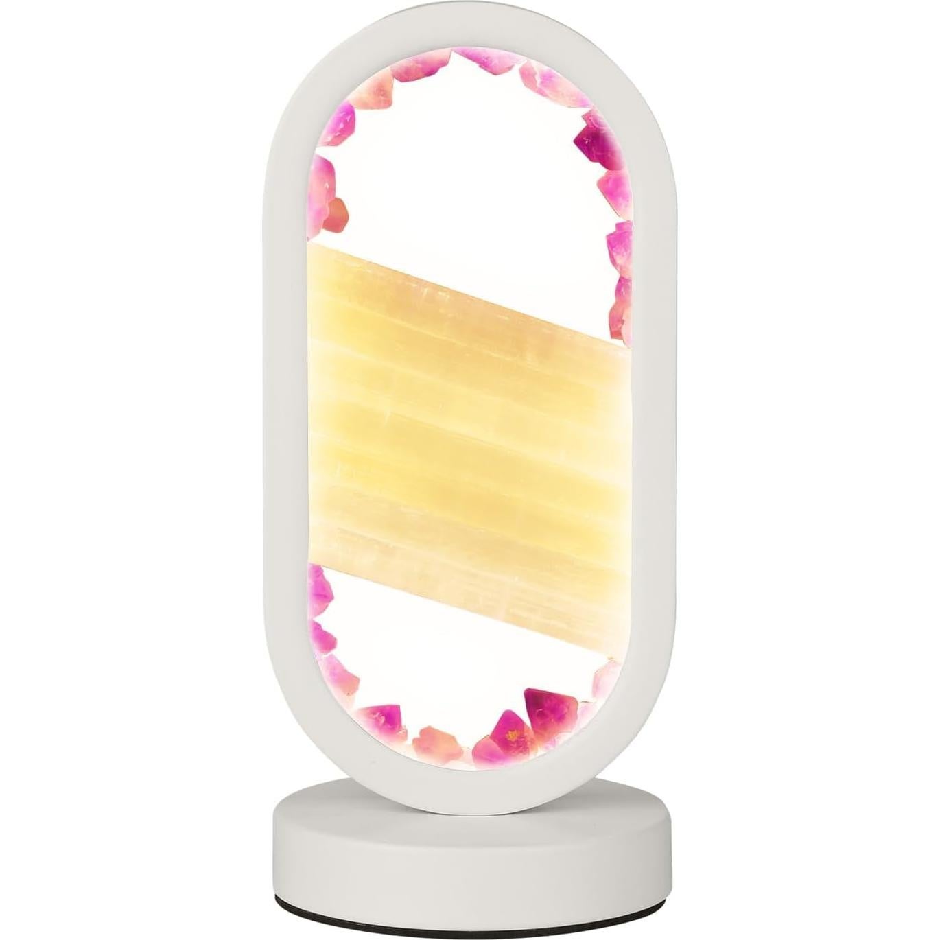 Lámpara de Mesa de Noche GC QUILL de Cristales Amatista y Selenita