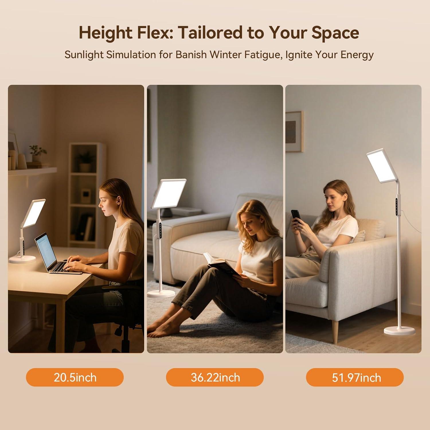 Lámpara de Terapia de Luz Solar EVATEALE 12000 Lux Ajustable