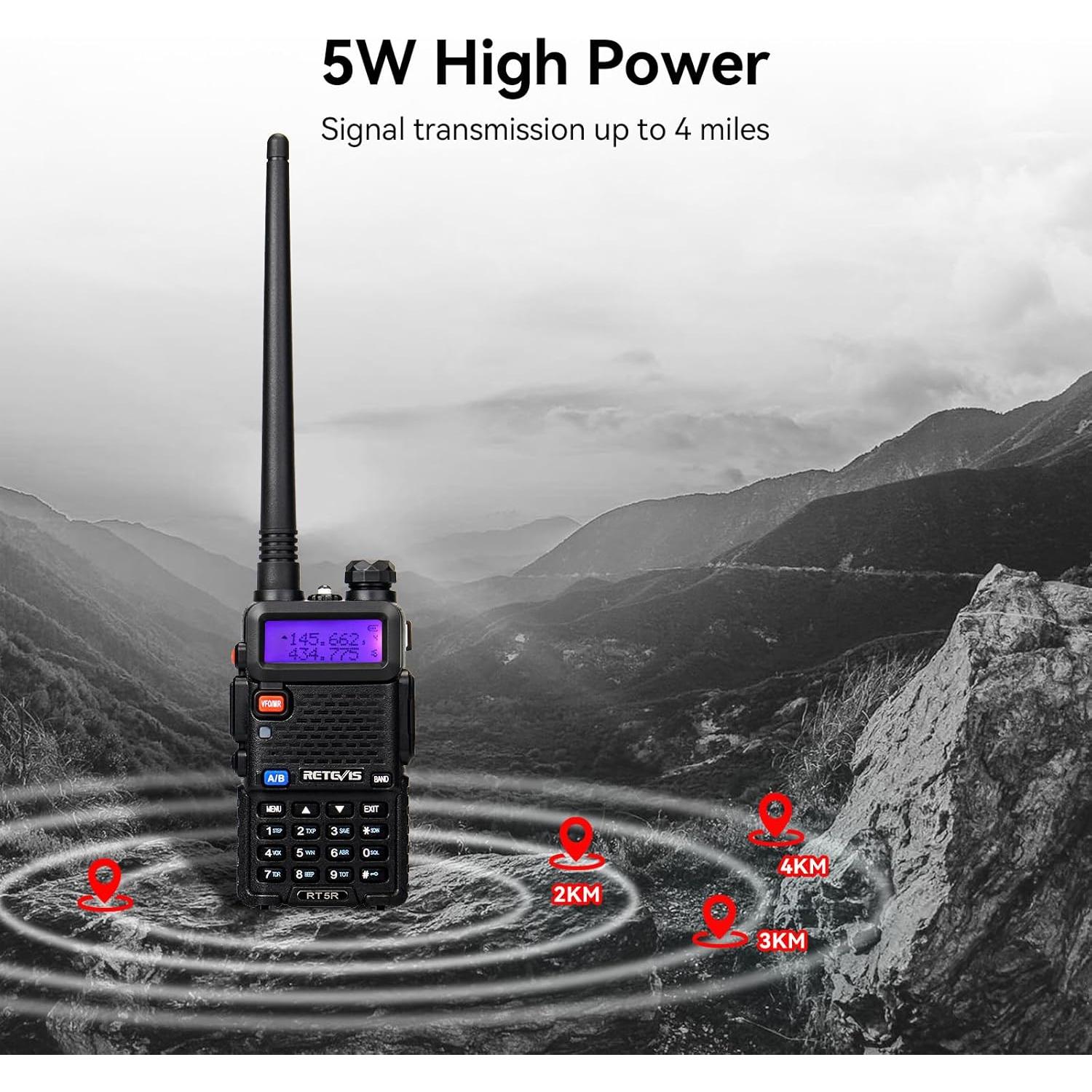 Retevis RT-5R Walkie Talkie Doble Banda 128CH Recargable