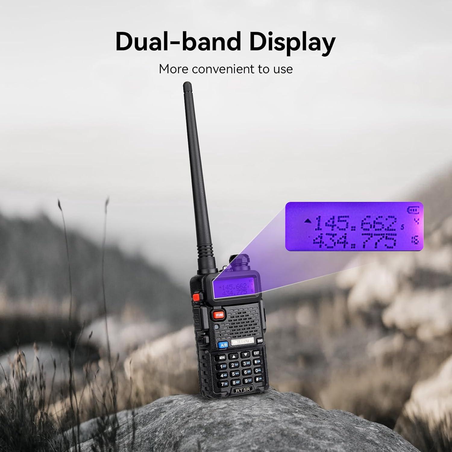 Retevis RT-5R Walkie Talkie Doble Banda 128CH Recargable