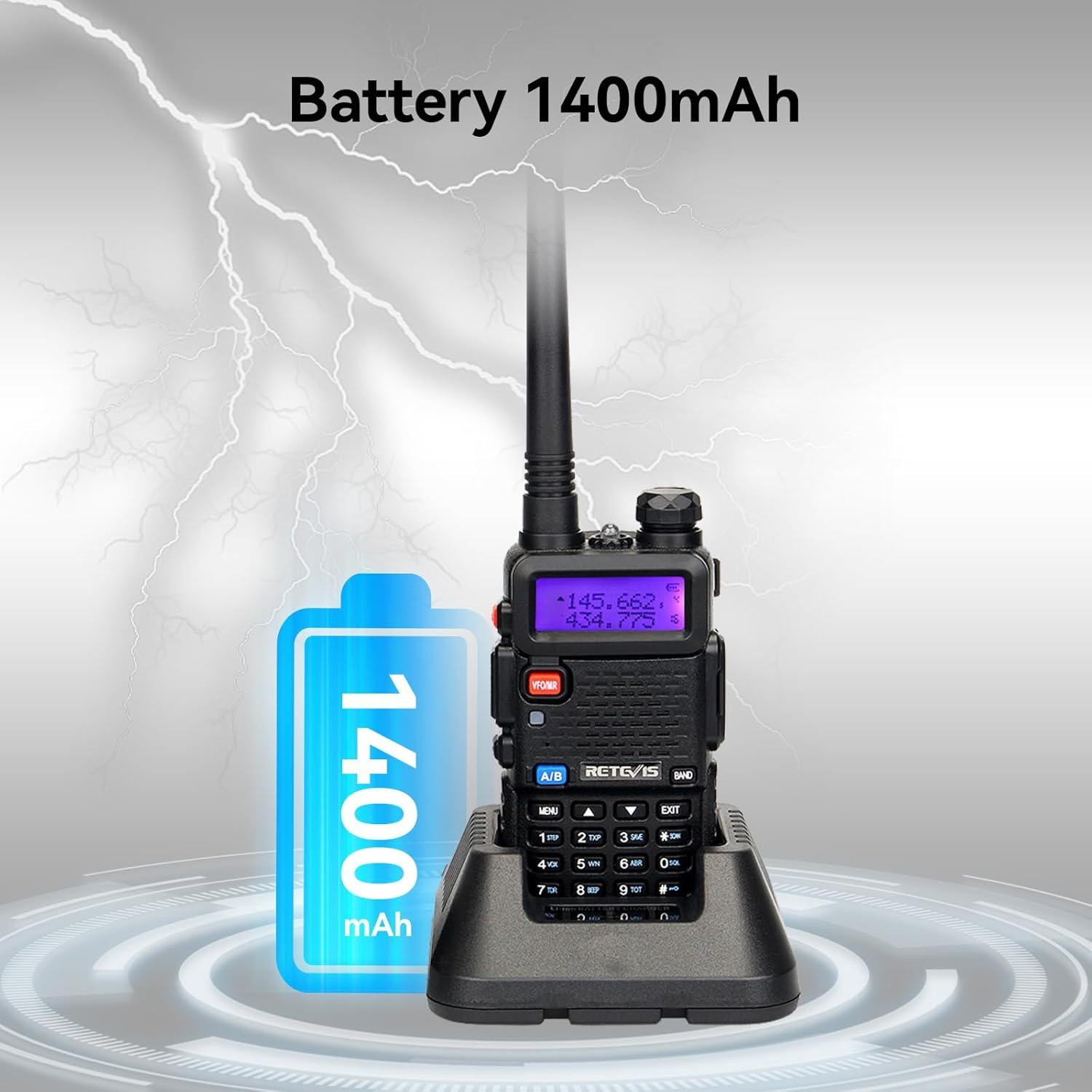 Retevis RT-5R Walkie Talkie Doble Banda 128CH Recargable