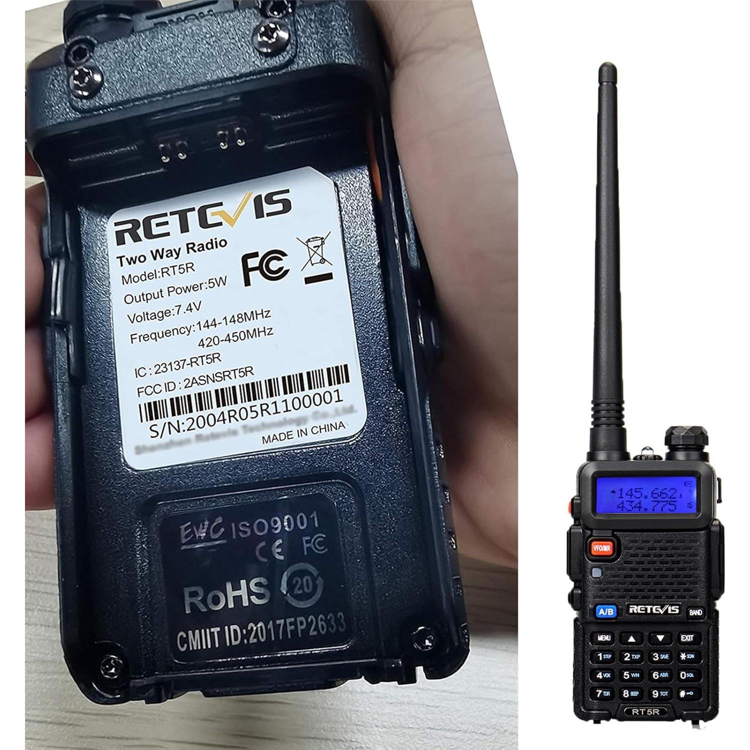 Retevis RT-5R Walkie Talkie Doble Banda 128CH Recargable