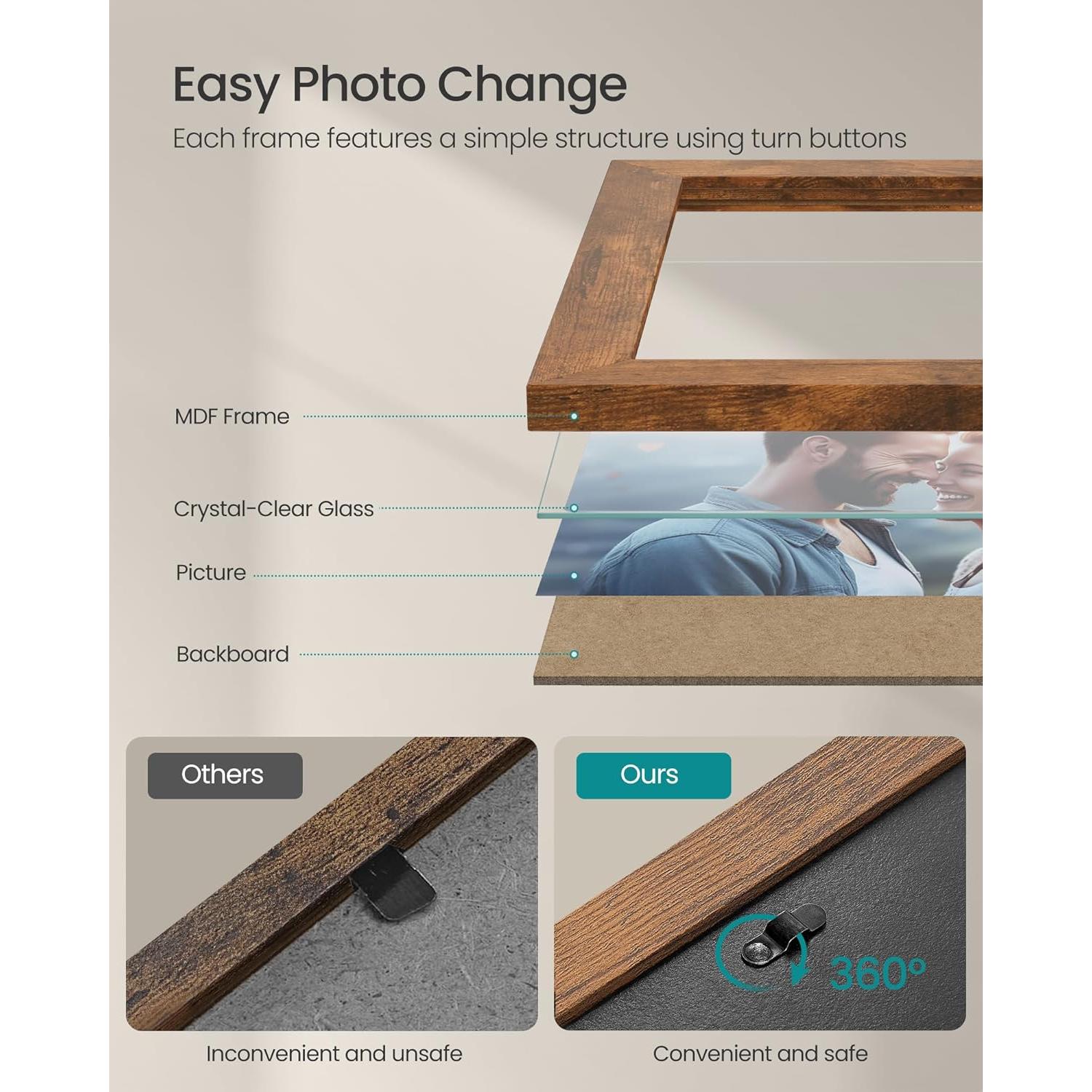 Conjunto de 10 Marcos de Fotos SONGMICS en Marrón Rústico