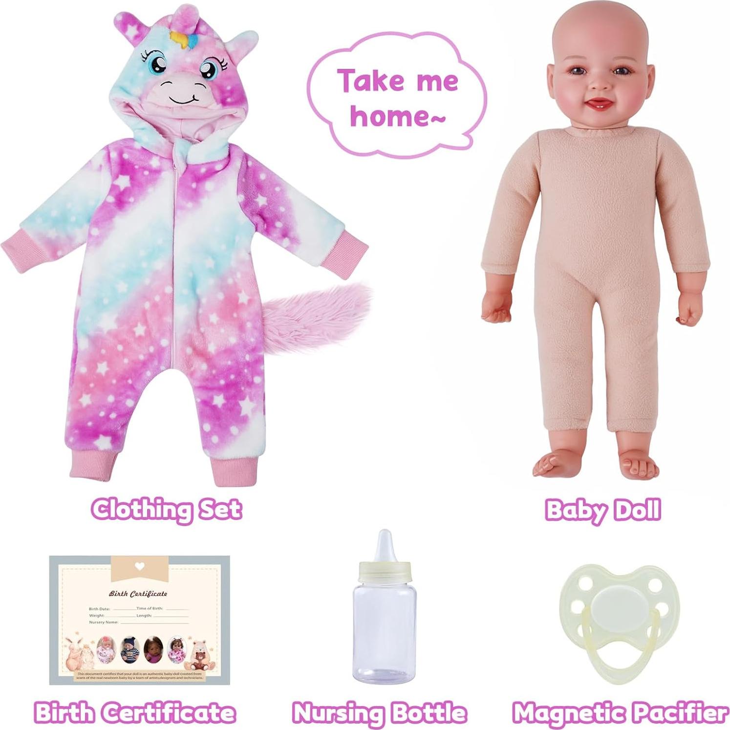 Muñeca Bebé Grande Realista BABESIDE 43 cm con Accesorios