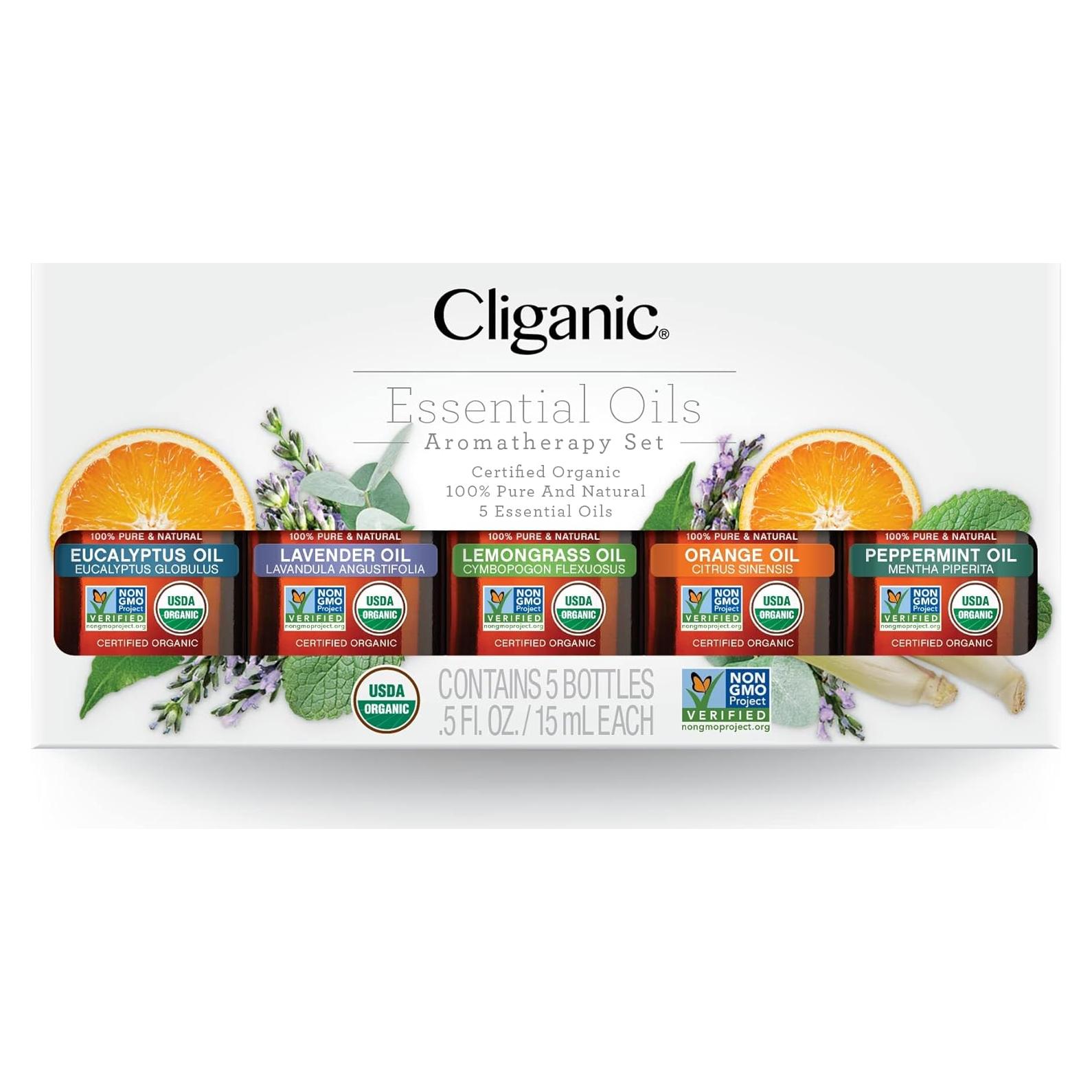 Juego de Aceites Esenciales Orgánicos Cliganic 5x15ml Puro