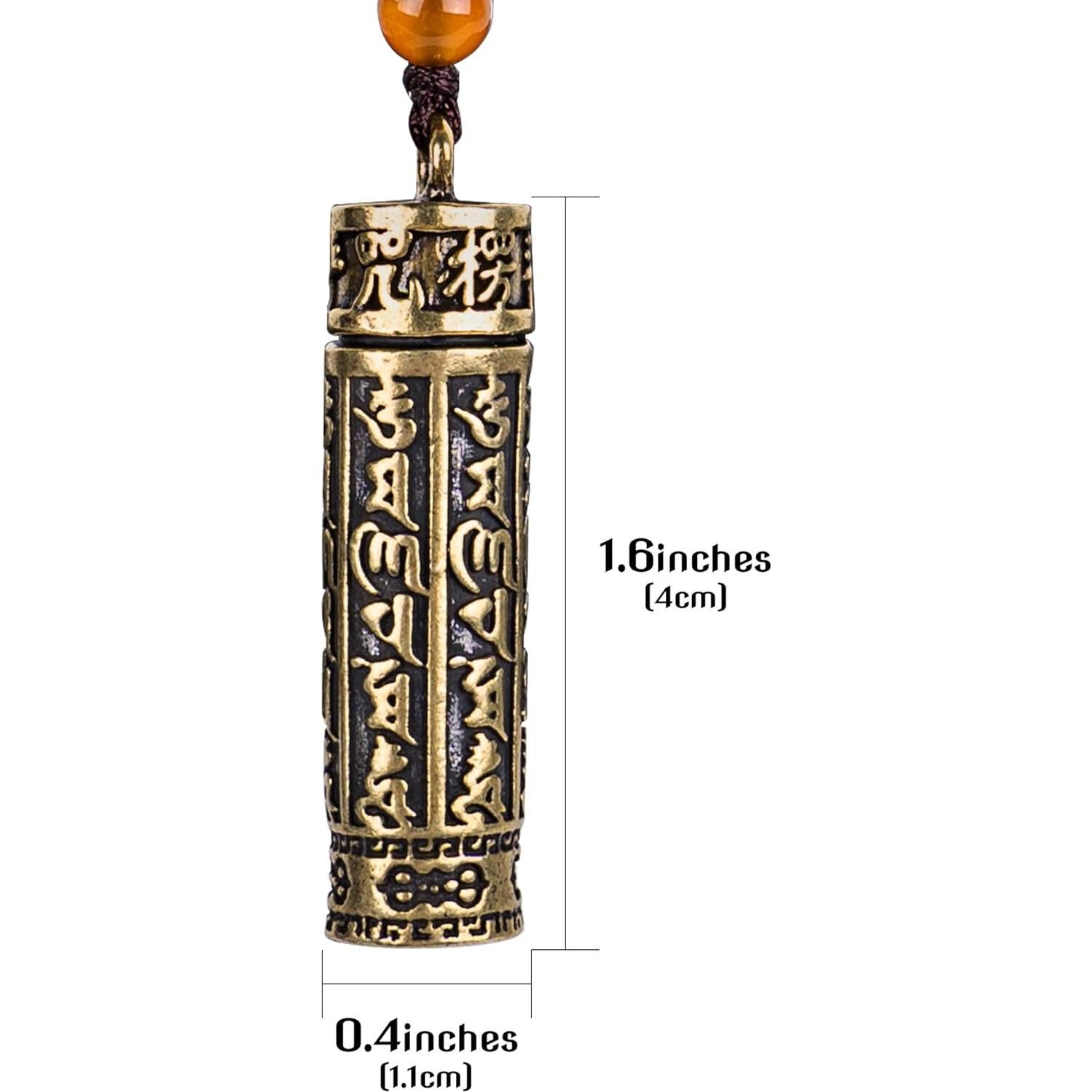Collar Budista Rueda de Oración Tibetana Latón Mantra Shurangama