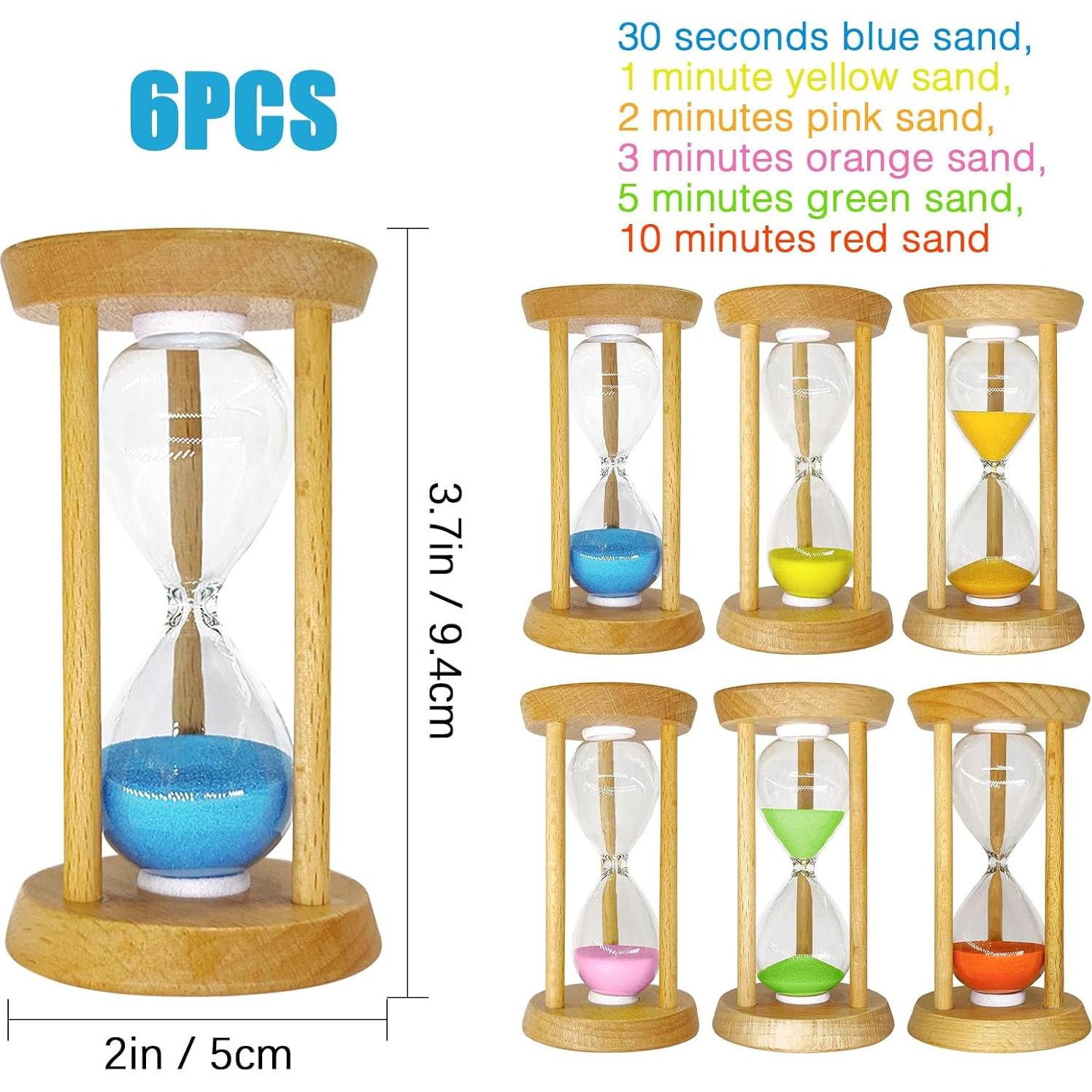 Set de 6 Temporizadores de Arena GSXIAOLULU Multicolor 30s-10min