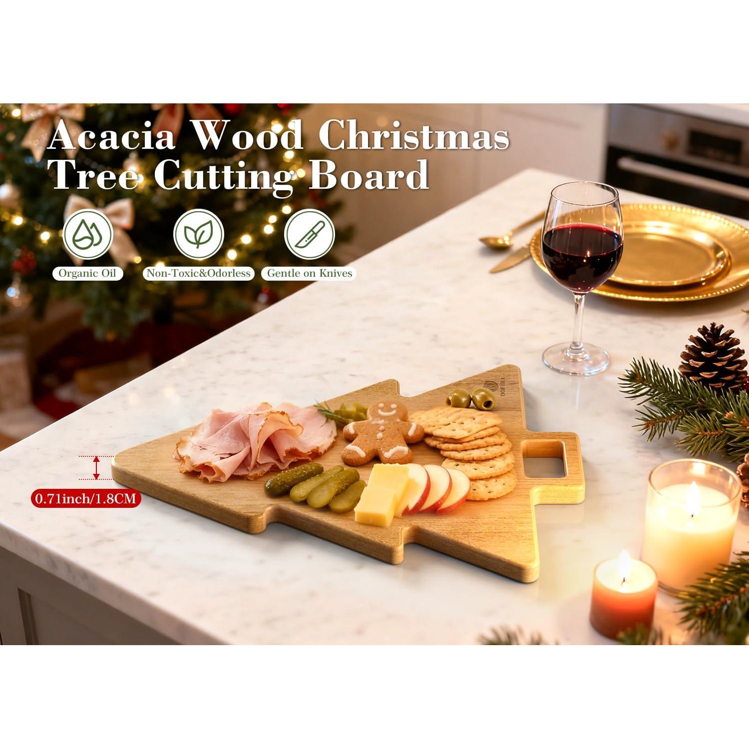 Tabla de Cortar de Madera de Acacia Dofira 38x30 cm Árbol de Navidad