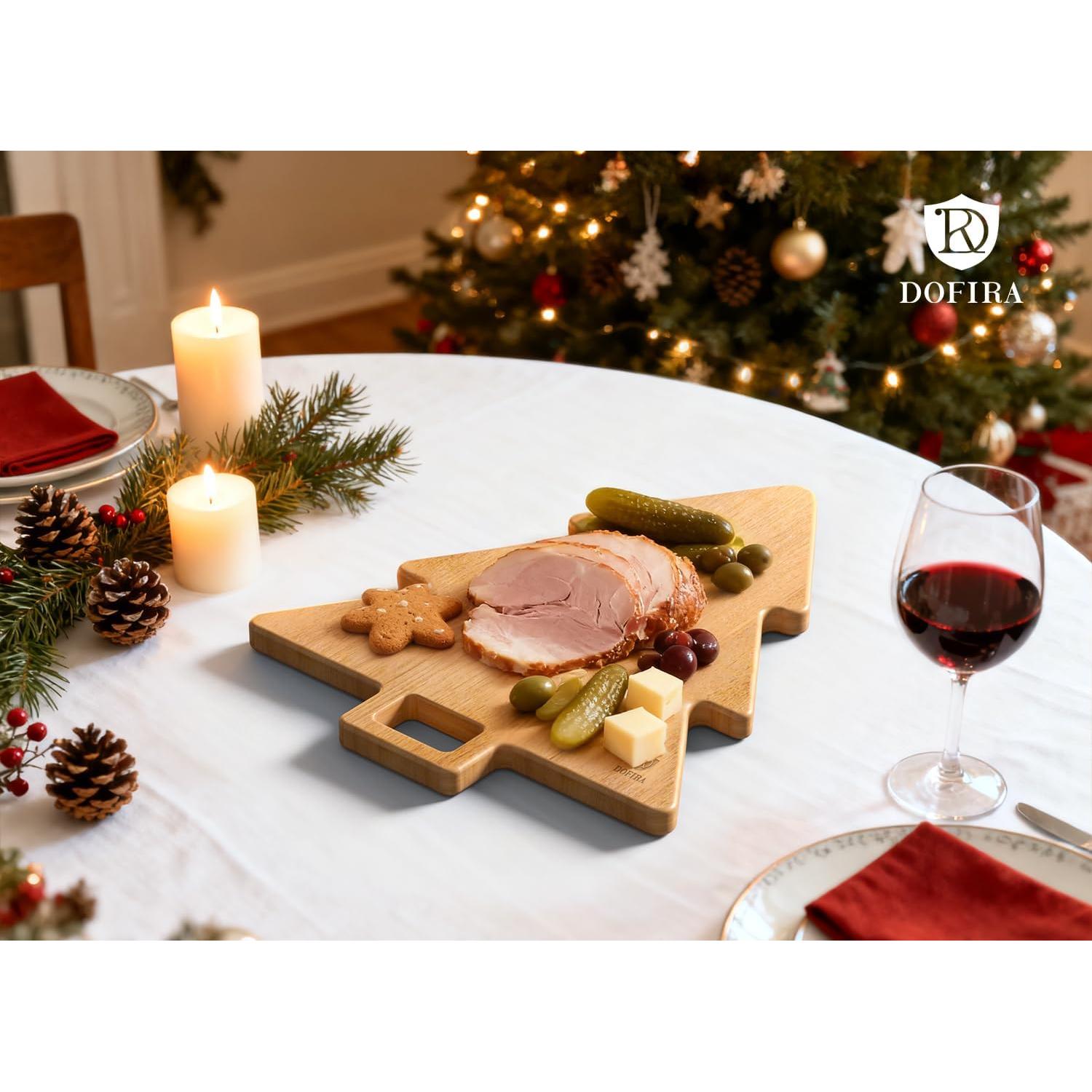 Tabla de Cortar de Madera de Acacia Dofira 38x30 cm Árbol de Navidad