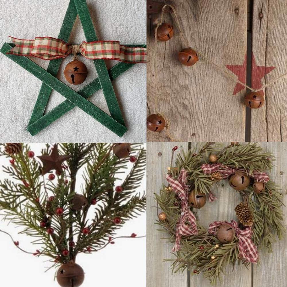Winlyn 80 Pcs Campanas y Estrellas Oxidadas para Decoración
