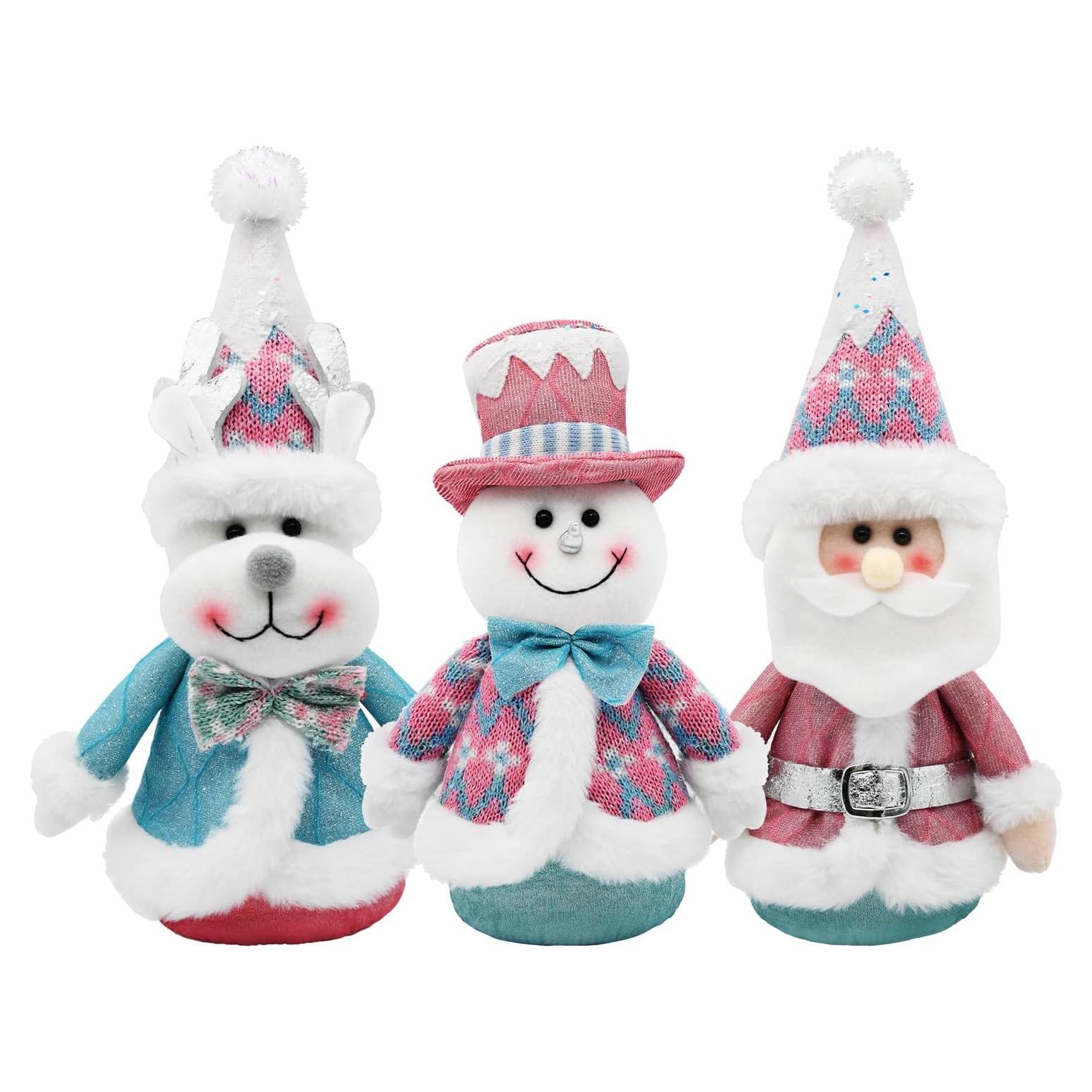 Set de 3 Muñecos de Nieve de Peluche Rosa Nuvagiki