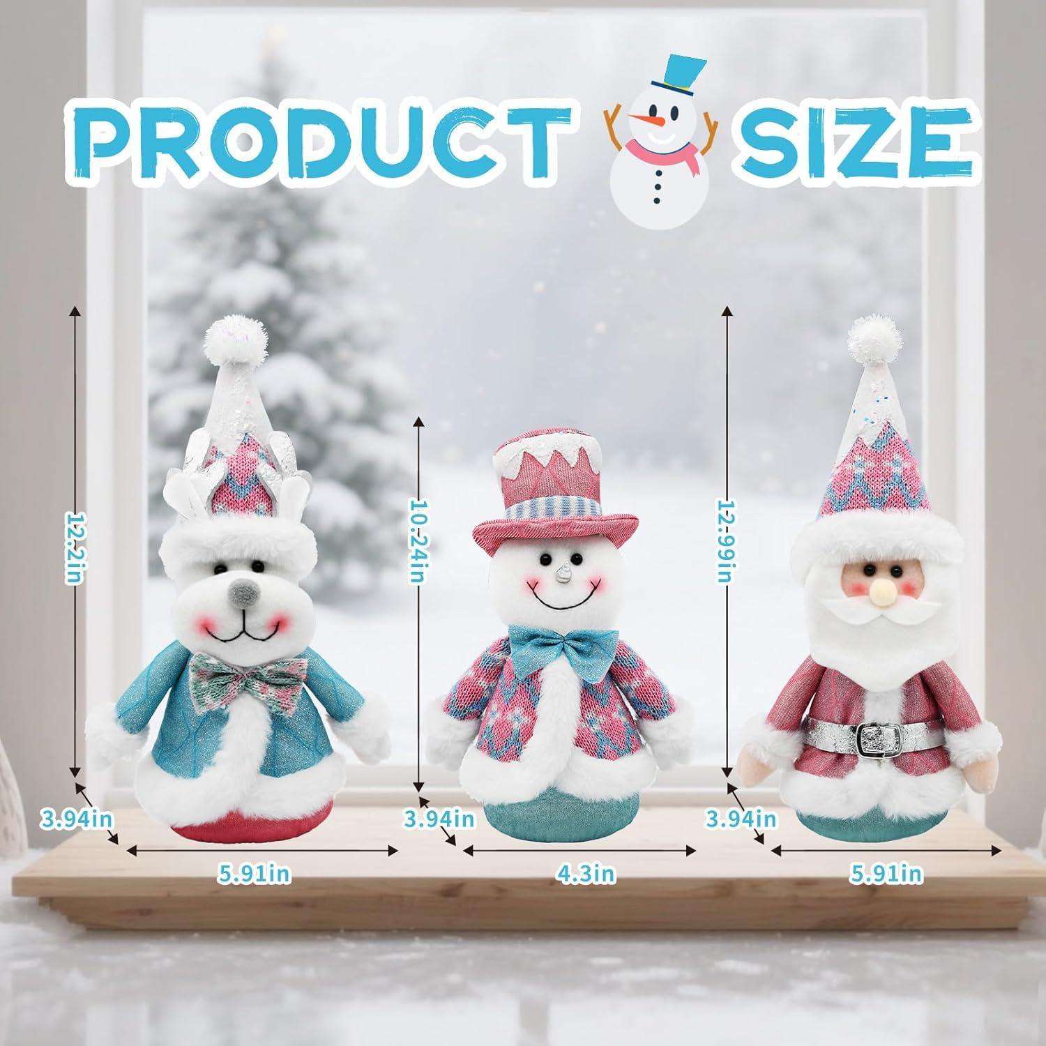 Set de 3 Muñecos de Nieve de Peluche Rosa Nuvagiki