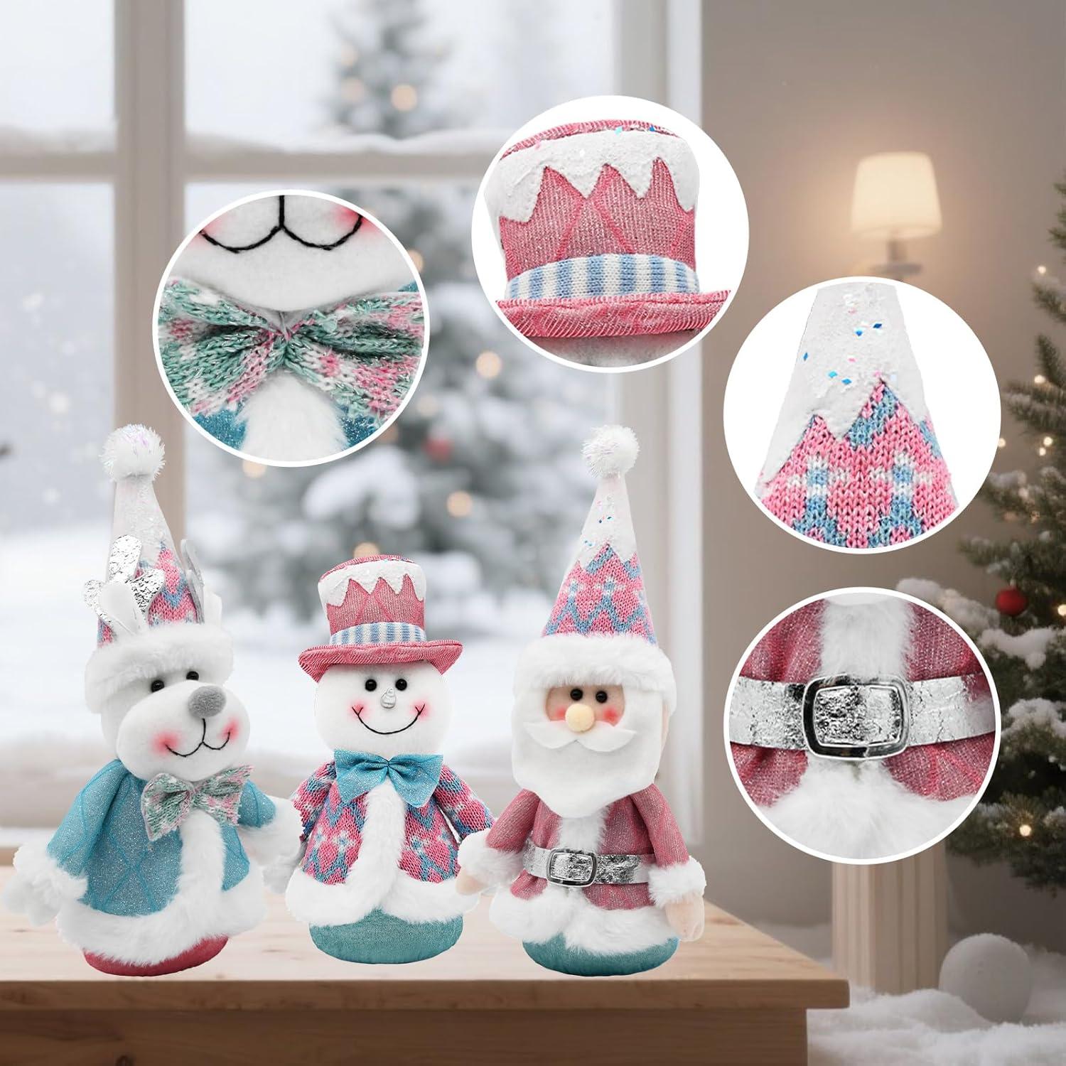Set de 3 Muñecos de Nieve de Peluche Rosa Nuvagiki