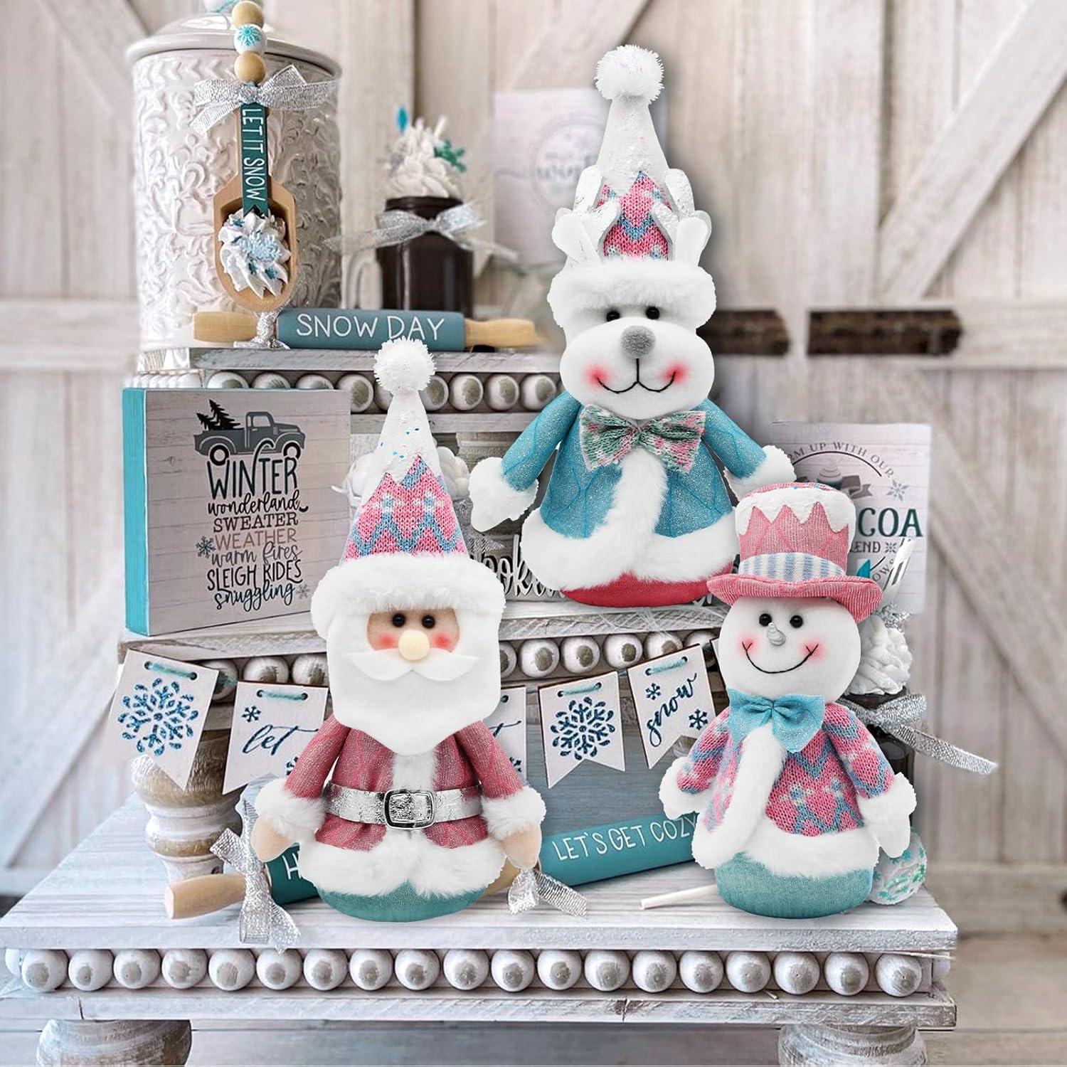 Set de 3 Muñecos de Nieve de Peluche Rosa Nuvagiki