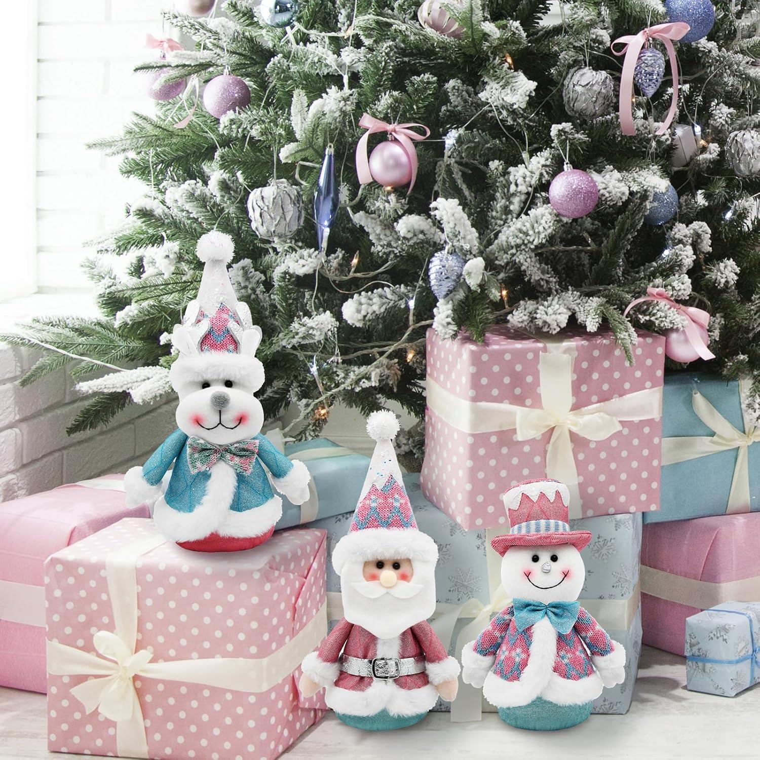 Set de 3 Muñecos de Nieve de Peluche Rosa Nuvagiki