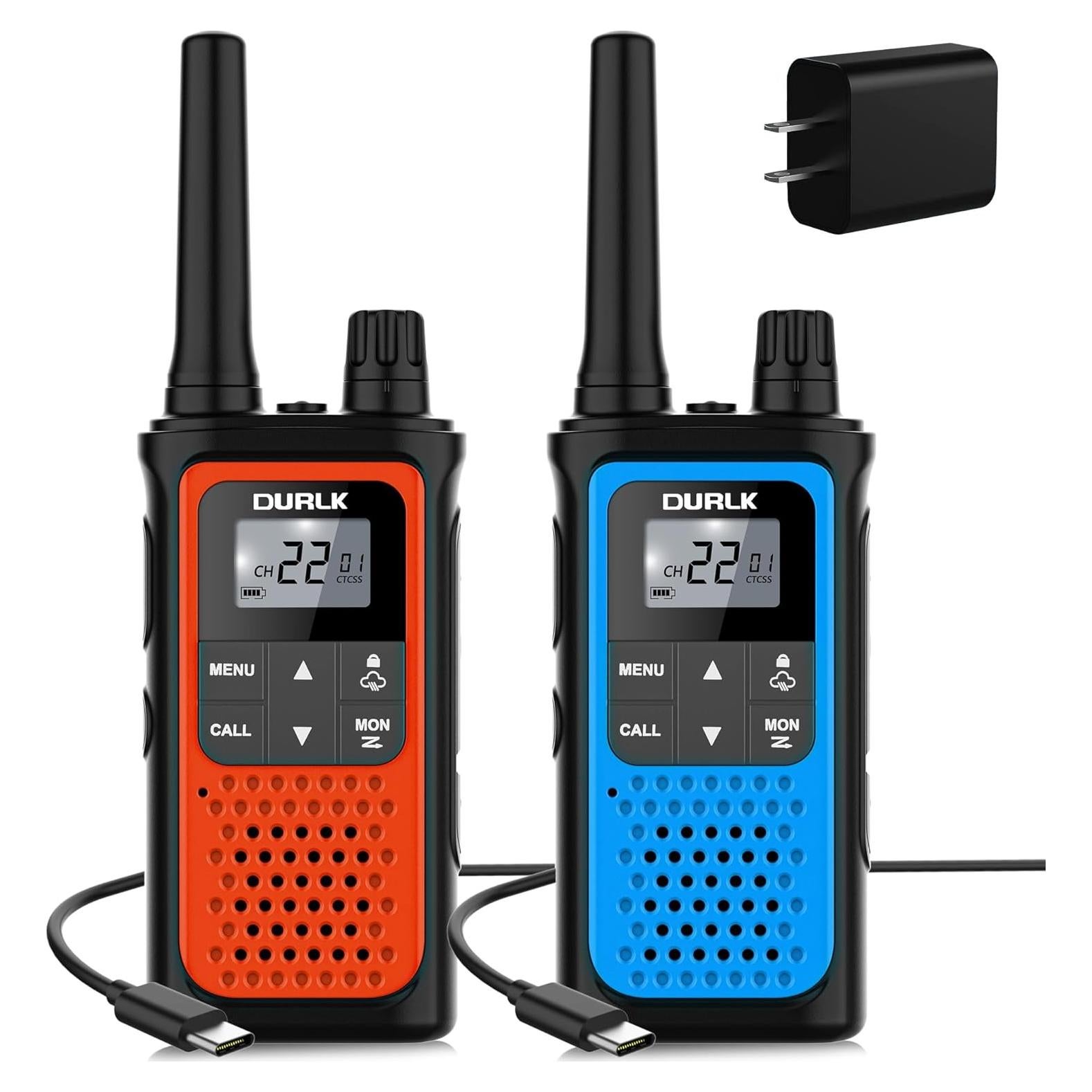 Walkie Talkies DURLK 2 Paquete 22 Canales Recargables