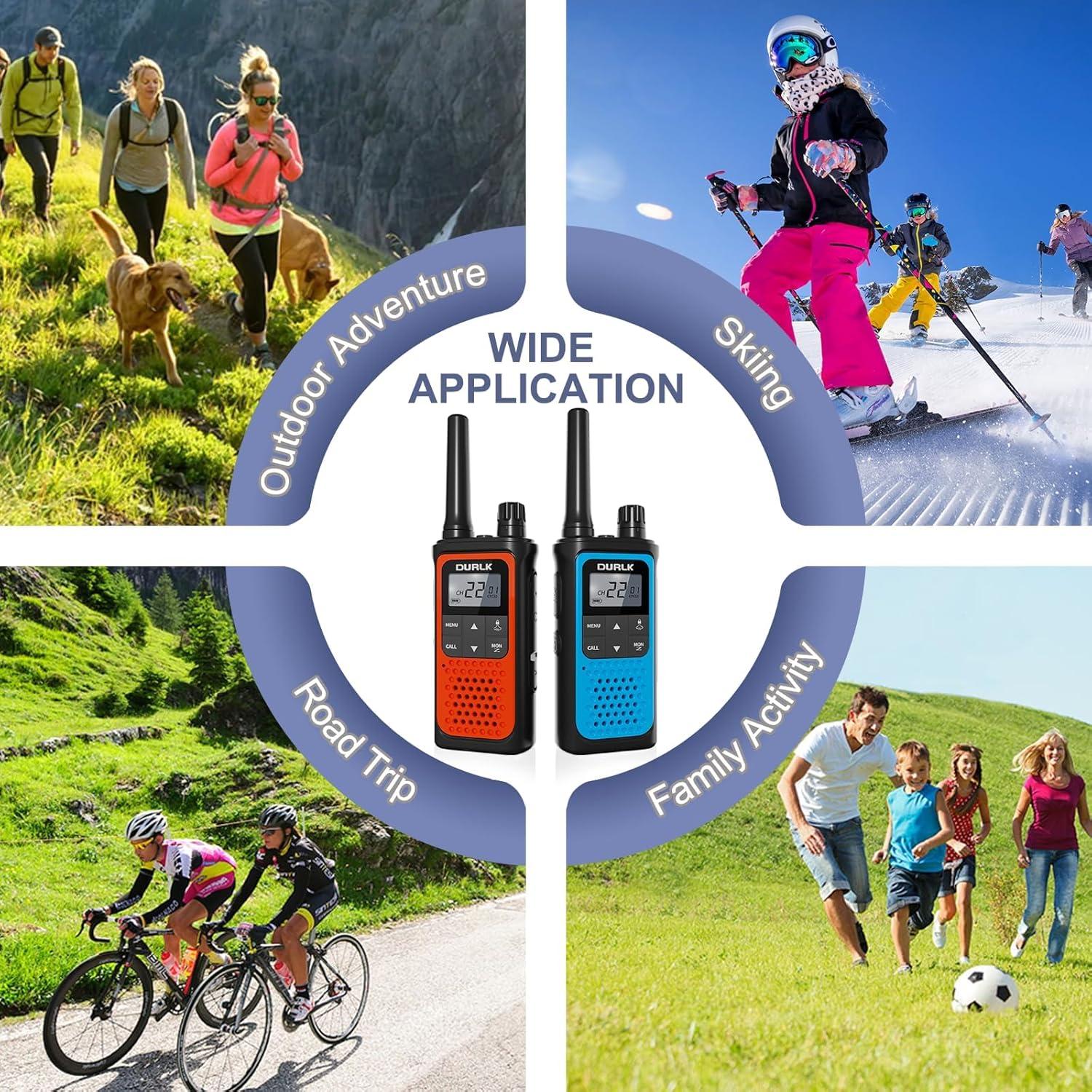 Walkie Talkies DURLK 2 Paquete 22 Canales Recargables