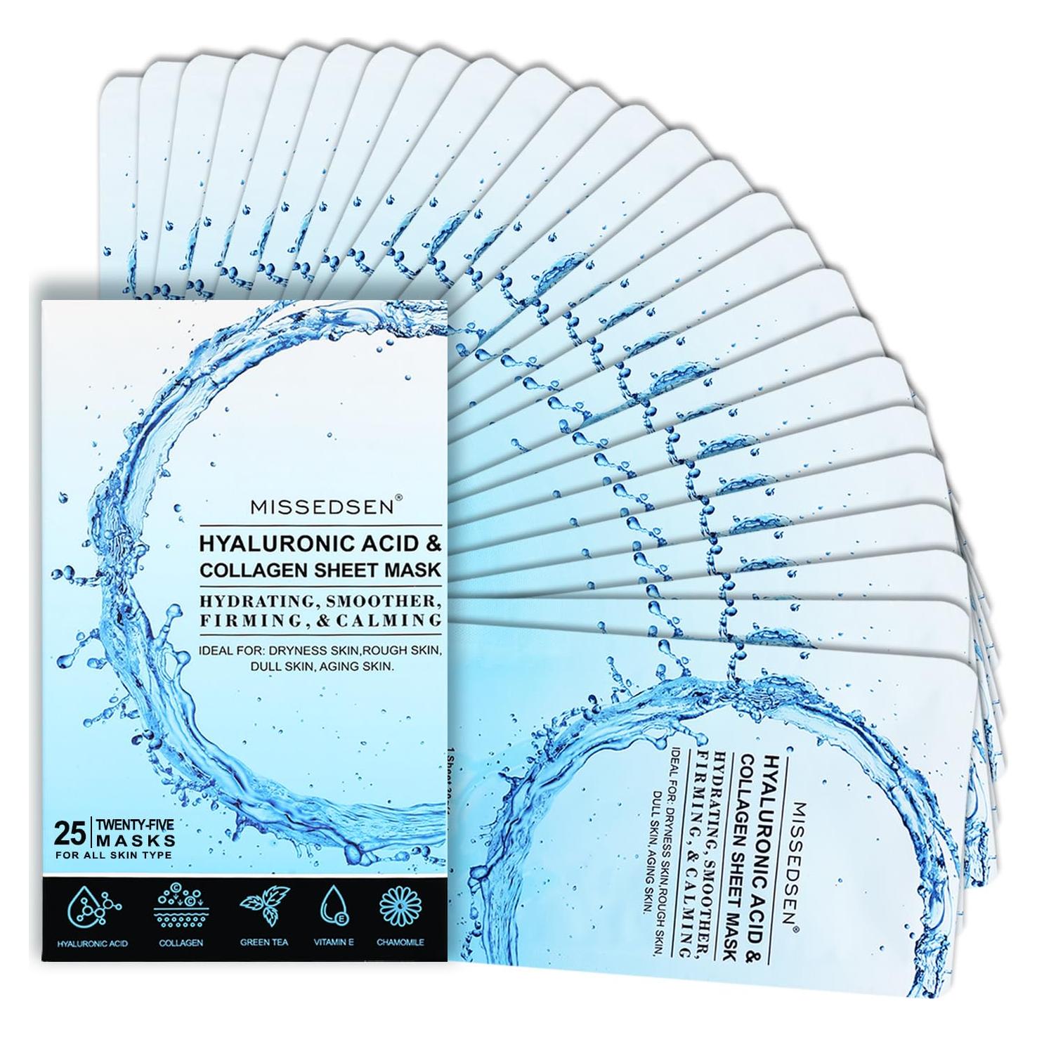 Mascarilla Facial Colágeno MISSEDSEN 25 Pcs Hidratante