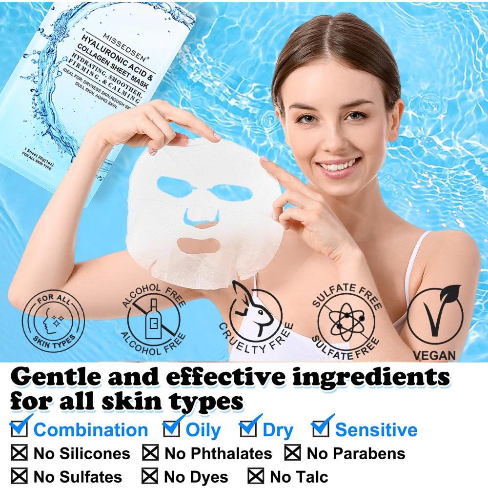 Mascarilla Facial Colágeno MISSEDSEN 25 Pcs Hidratante