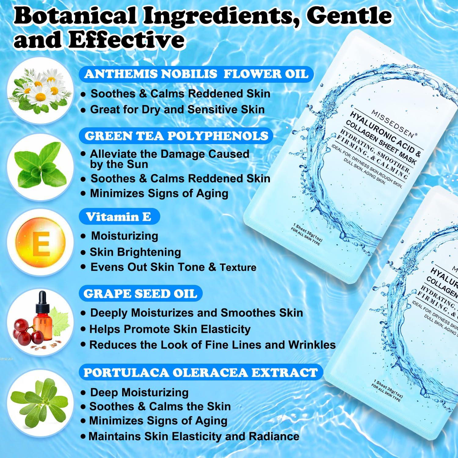 Mascarilla Facial Colágeno MISSEDSEN 25 Pcs Hidratante