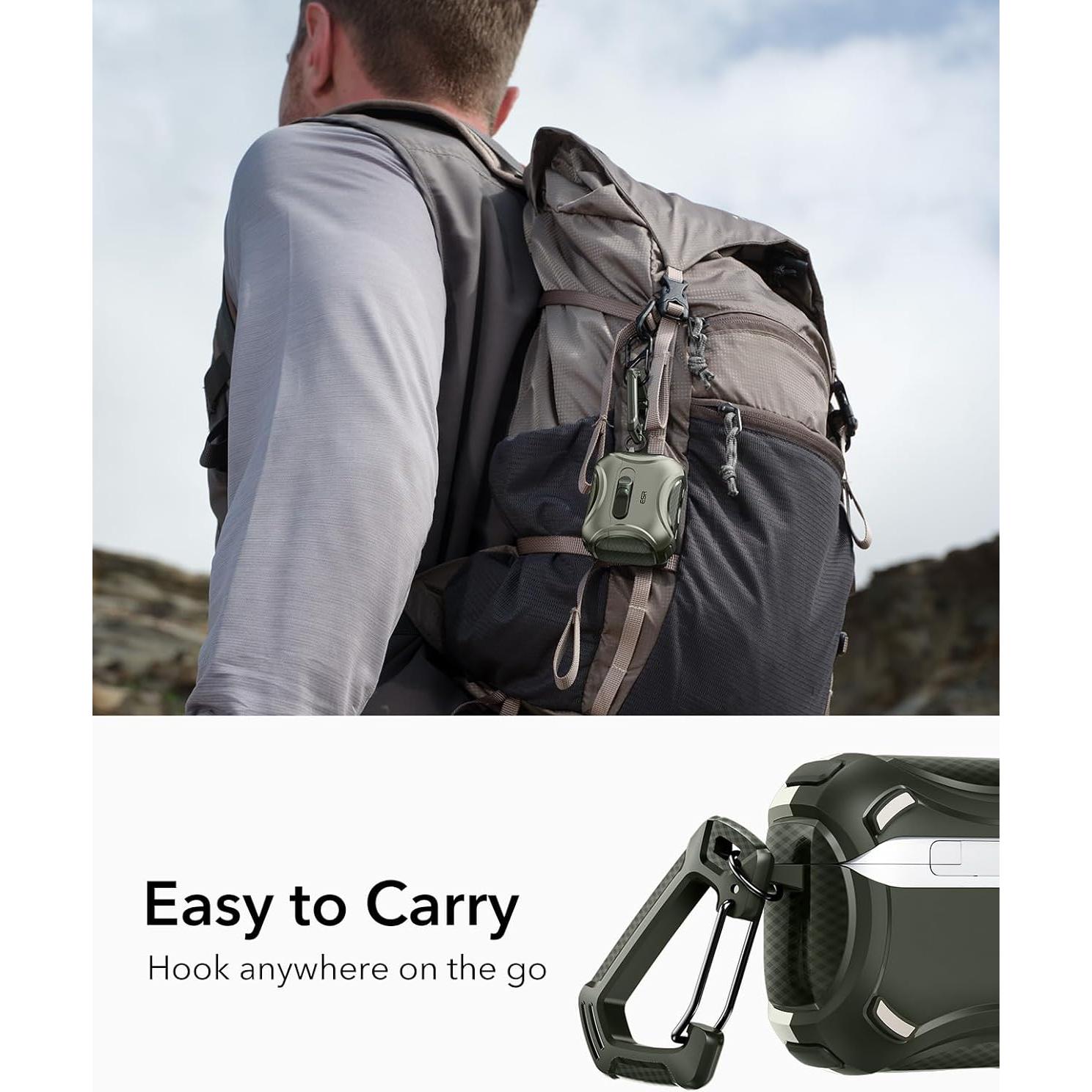 Funda de AirPods Pro 3 ESR Verde Militar con MagSafe y Protección