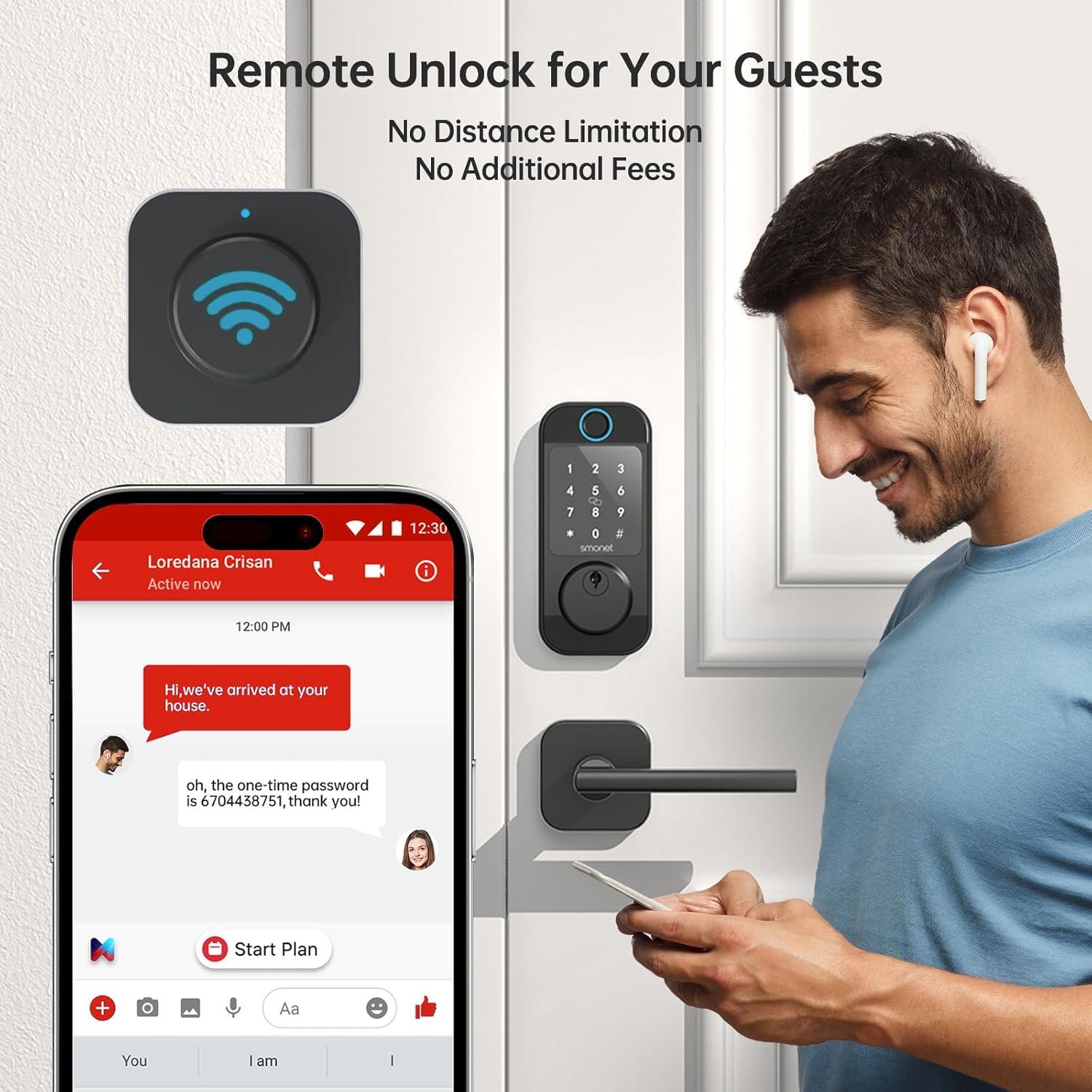 Cerradura Inteligente SMONET WiFi M6 Negra con Huella Dactilar